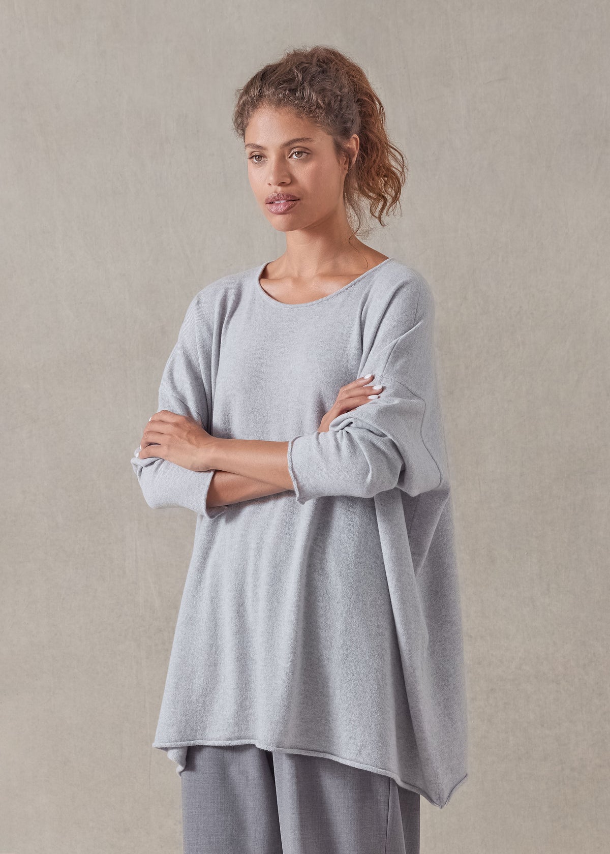 cashmere a-line bateau neck sweater - long (coyote)