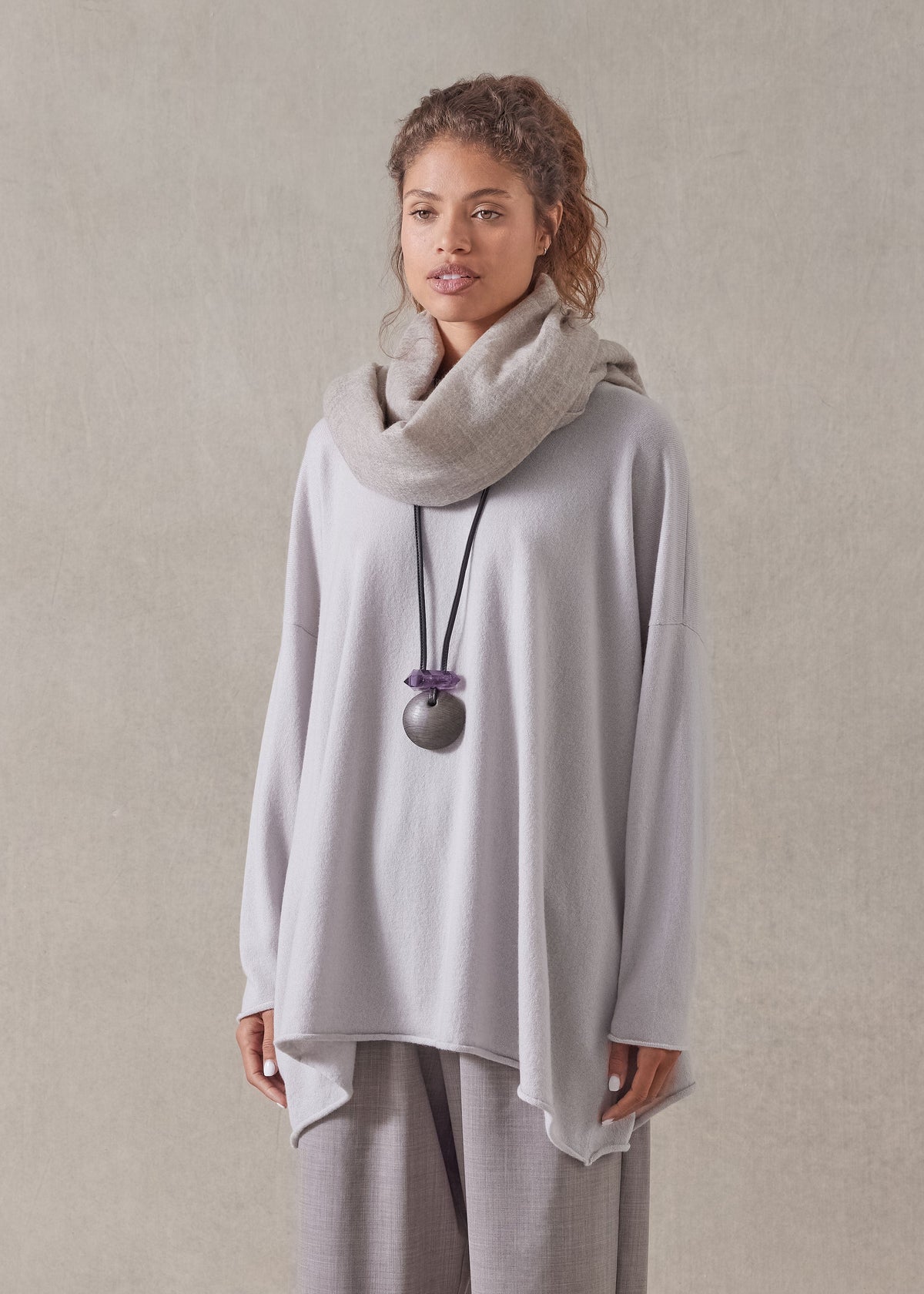 cashmere a-line bateau neck sweater - long