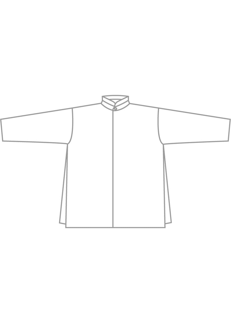 cotton slim a-line double stand collar shirt with stepped insert - long