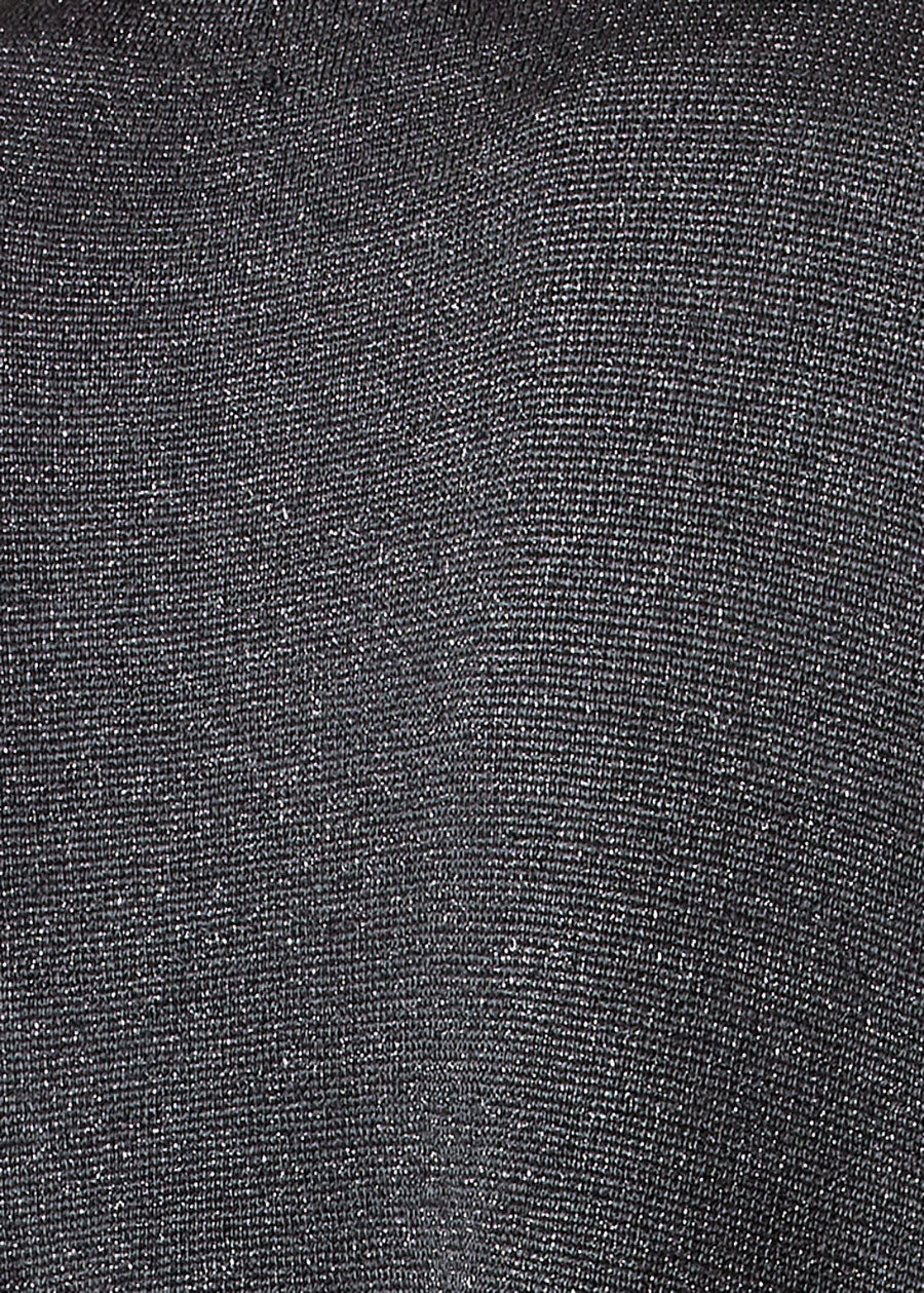 metallicised mix wide v neck knitted cardigan - long