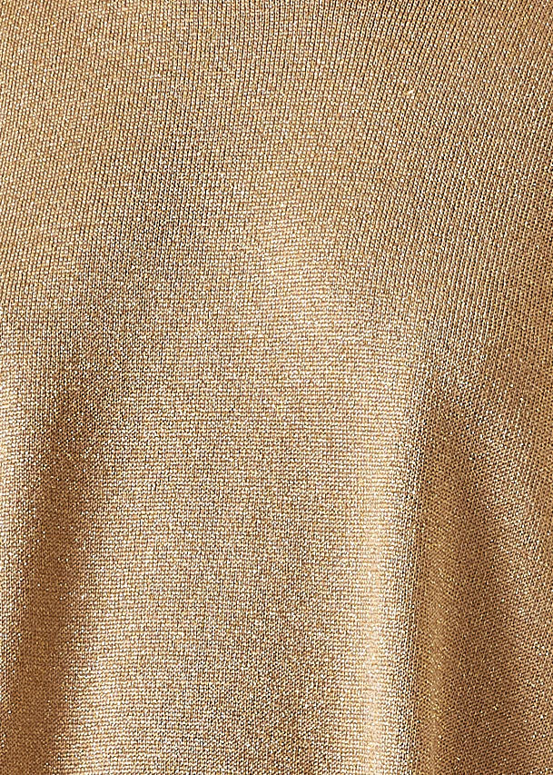 metallicised mix a-line bateau neck knitted sweater - long