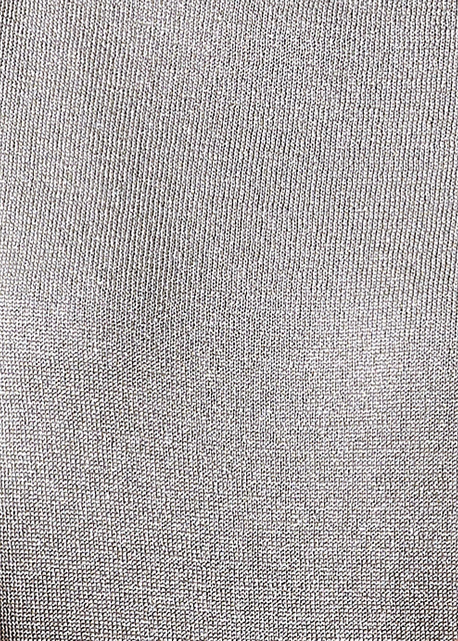 metallicised mix slim sleeve slash neck knitted sweater - mid plus