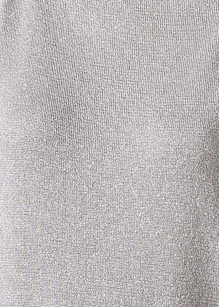 metallicised mix slim sleeve slash neck kaftan knitted sweater - long plus