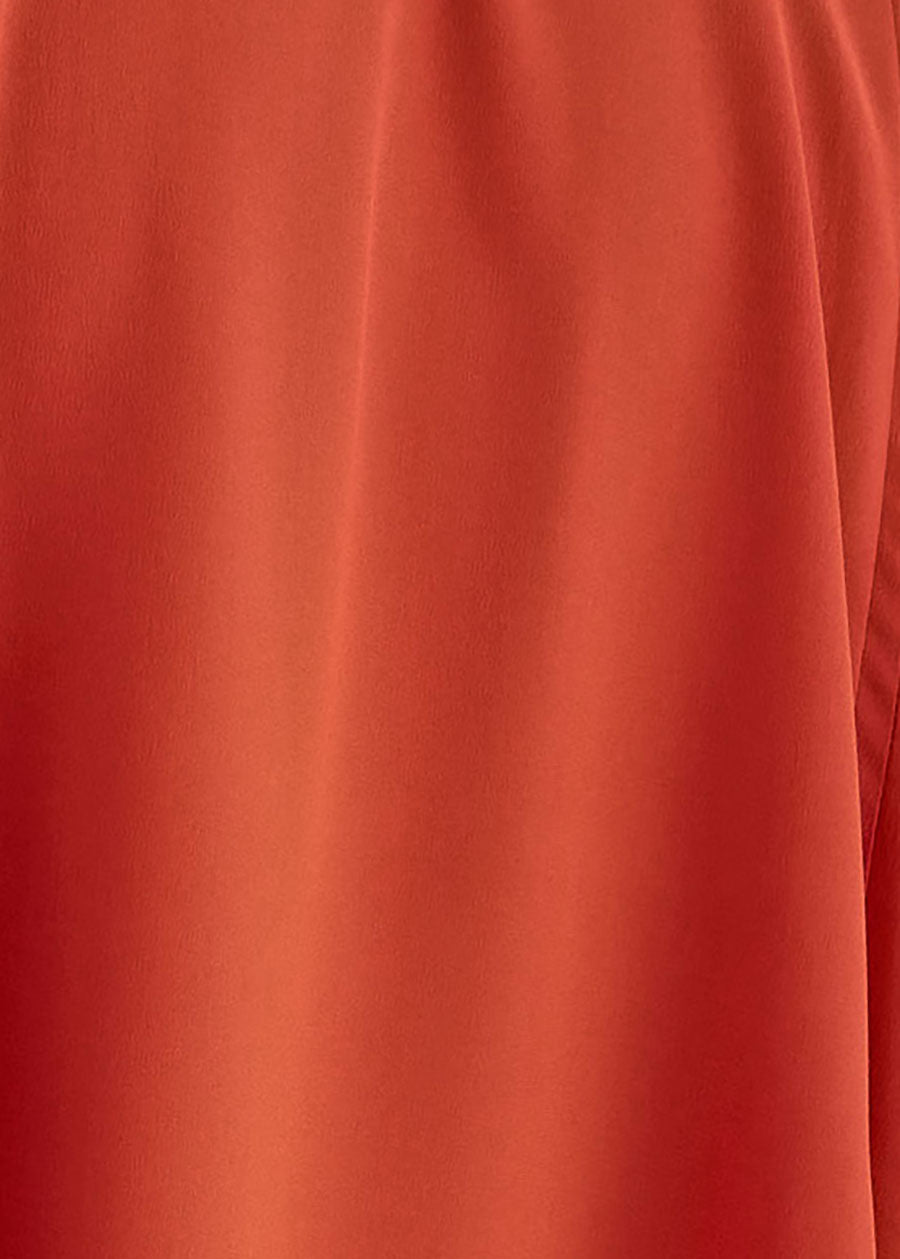 silk pleated shoulder swing shirt with chinese collar - long