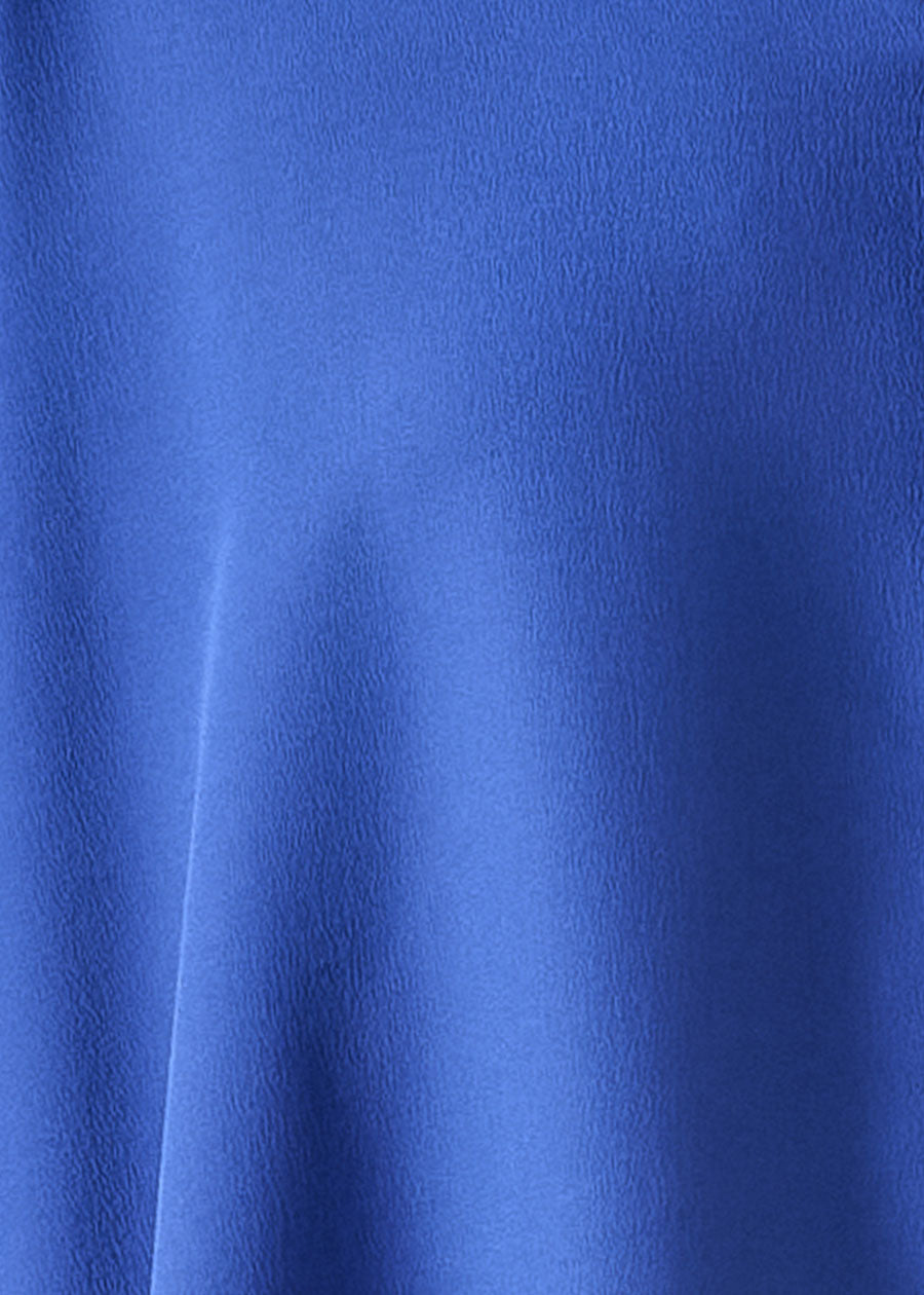 silk sloped shoulder wide a-line short sleeve shirt with collar - mid