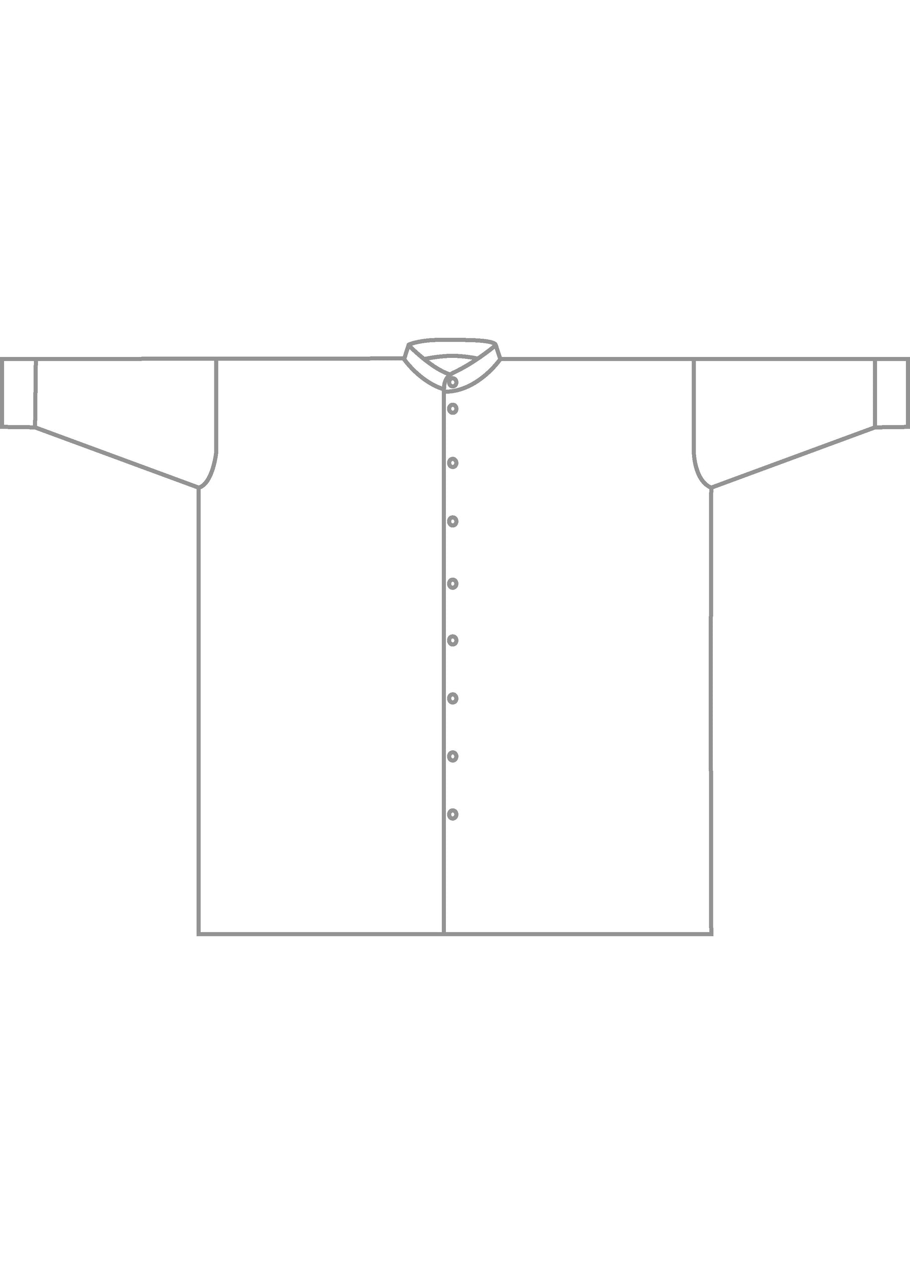 silk wide collarless shirt - very long with slits