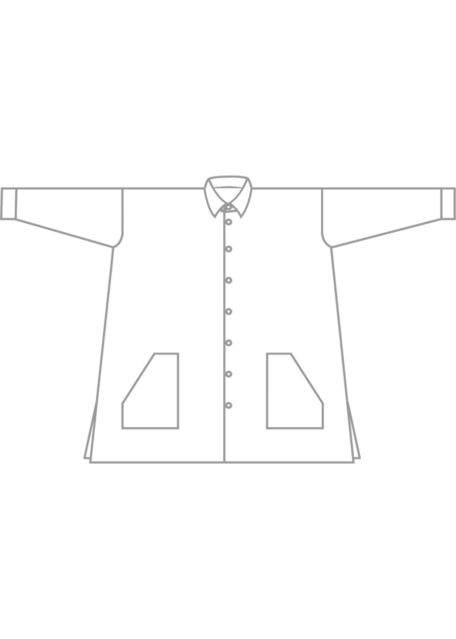 wool linen wide a-line shirt jacket with collar - very long with slits