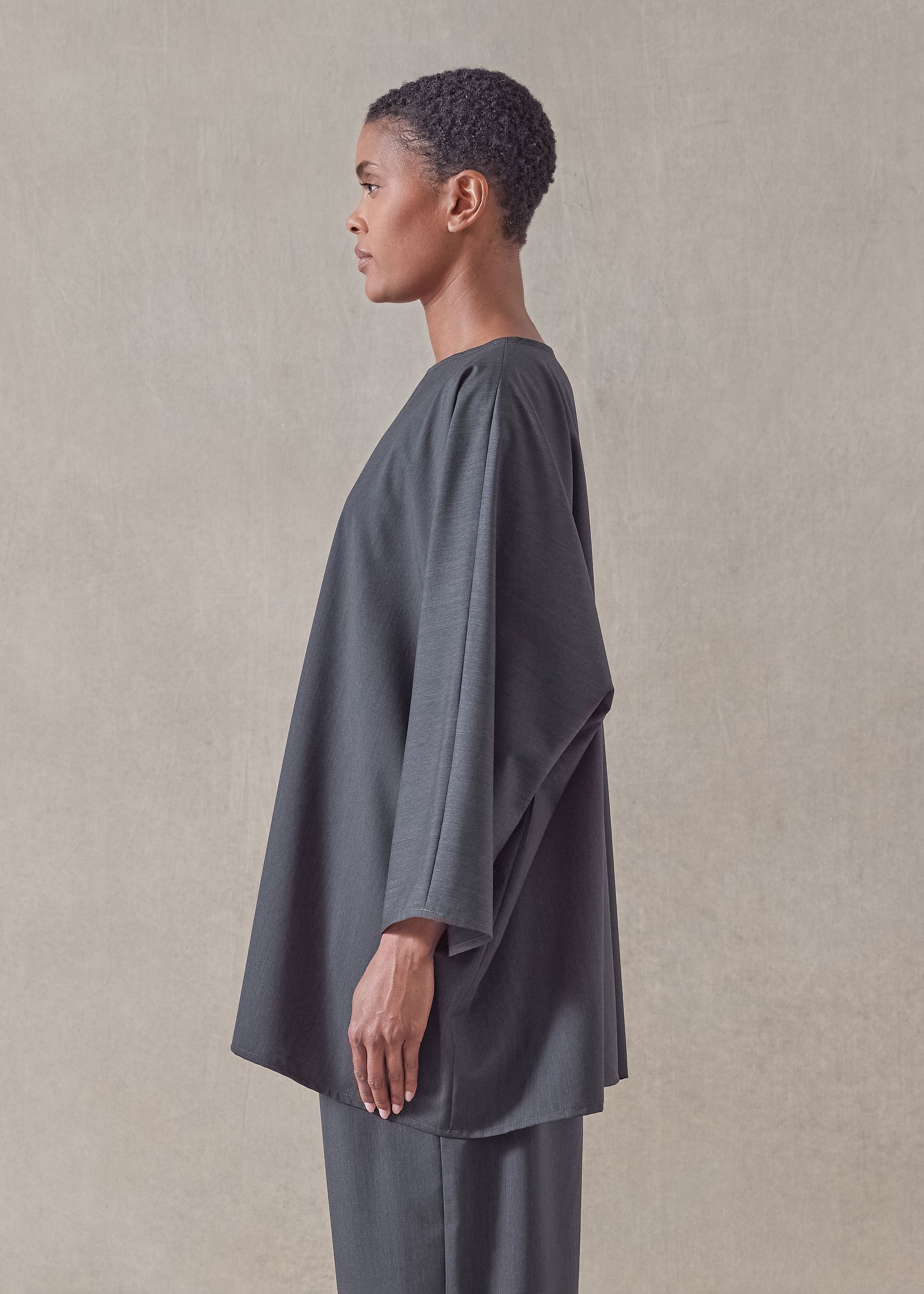 tropical wool boat neck top - long