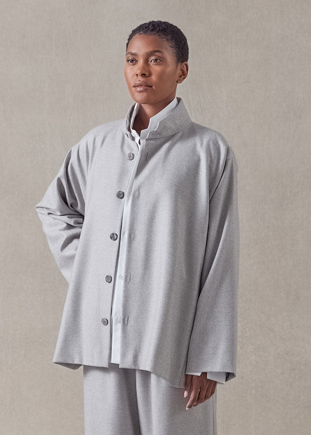 wool silk caucasus jacket with notch collar - mid plus (greypale)