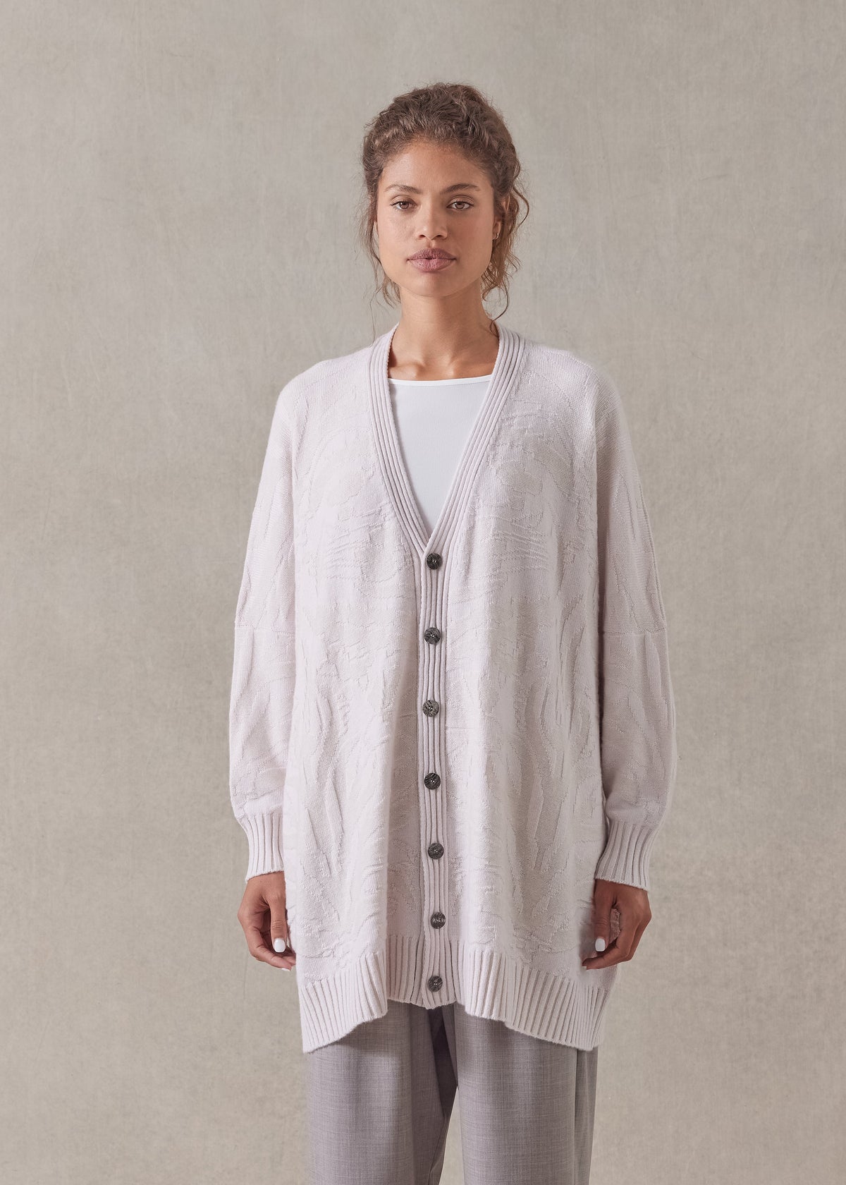 wide v-neck cardigan - long plus