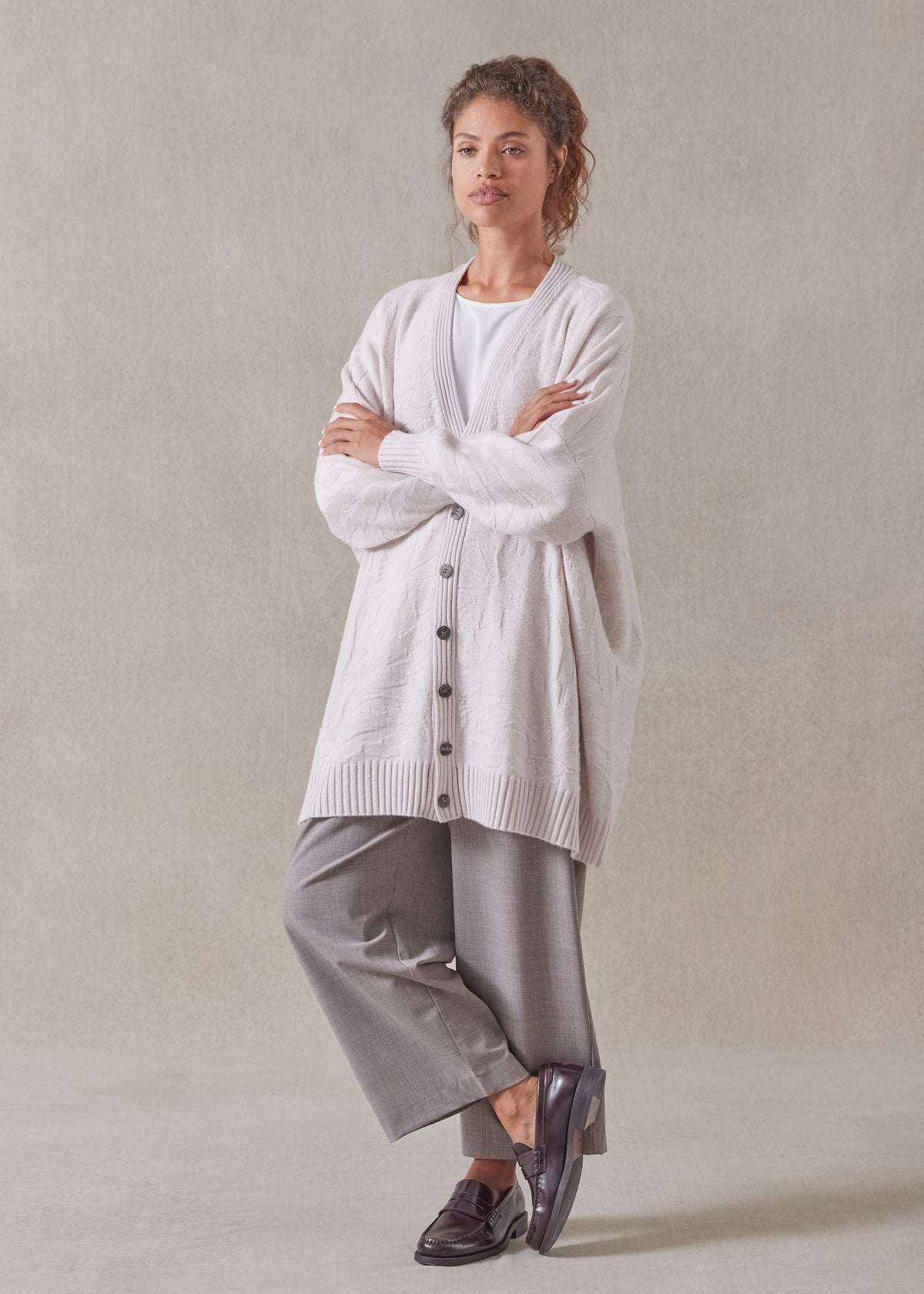 wide v-neck cardigan - long plus