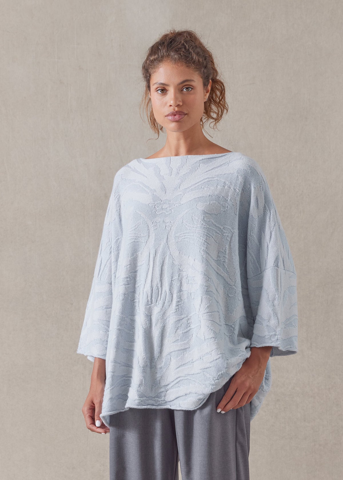 cashmere square 3/4 sleeve top - long