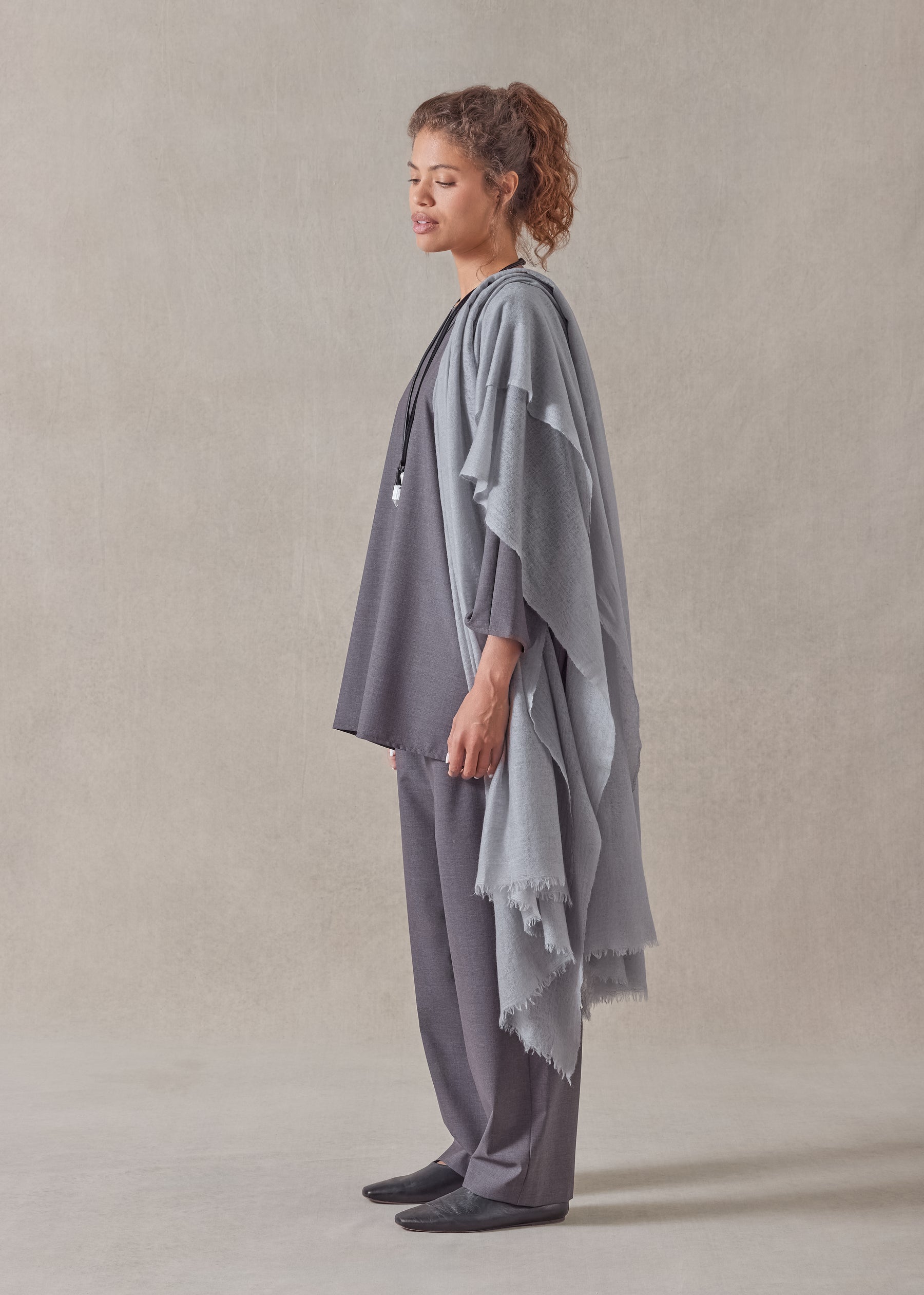 tropical wool boat neck top - long