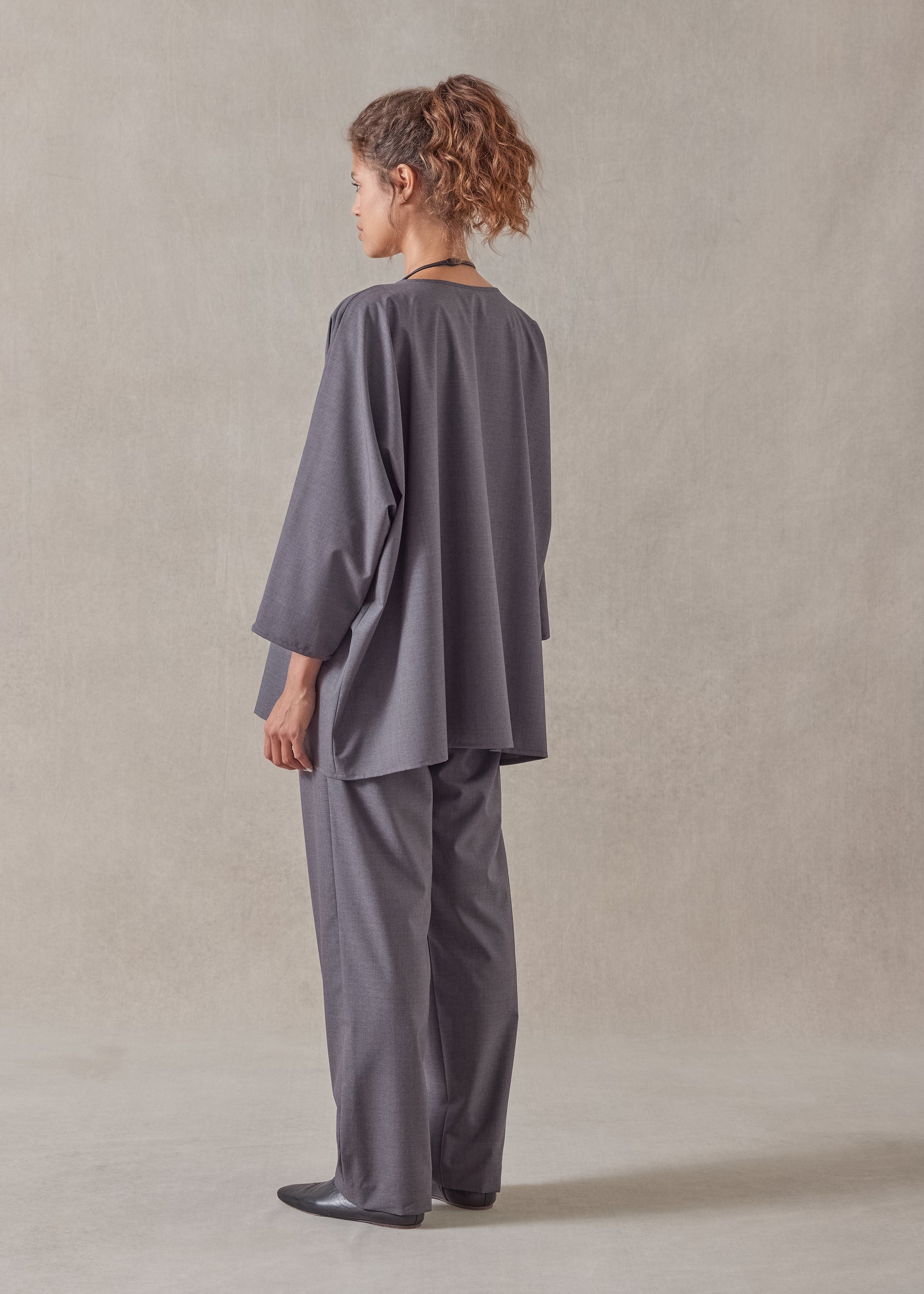 tropical wool boat neck top - long