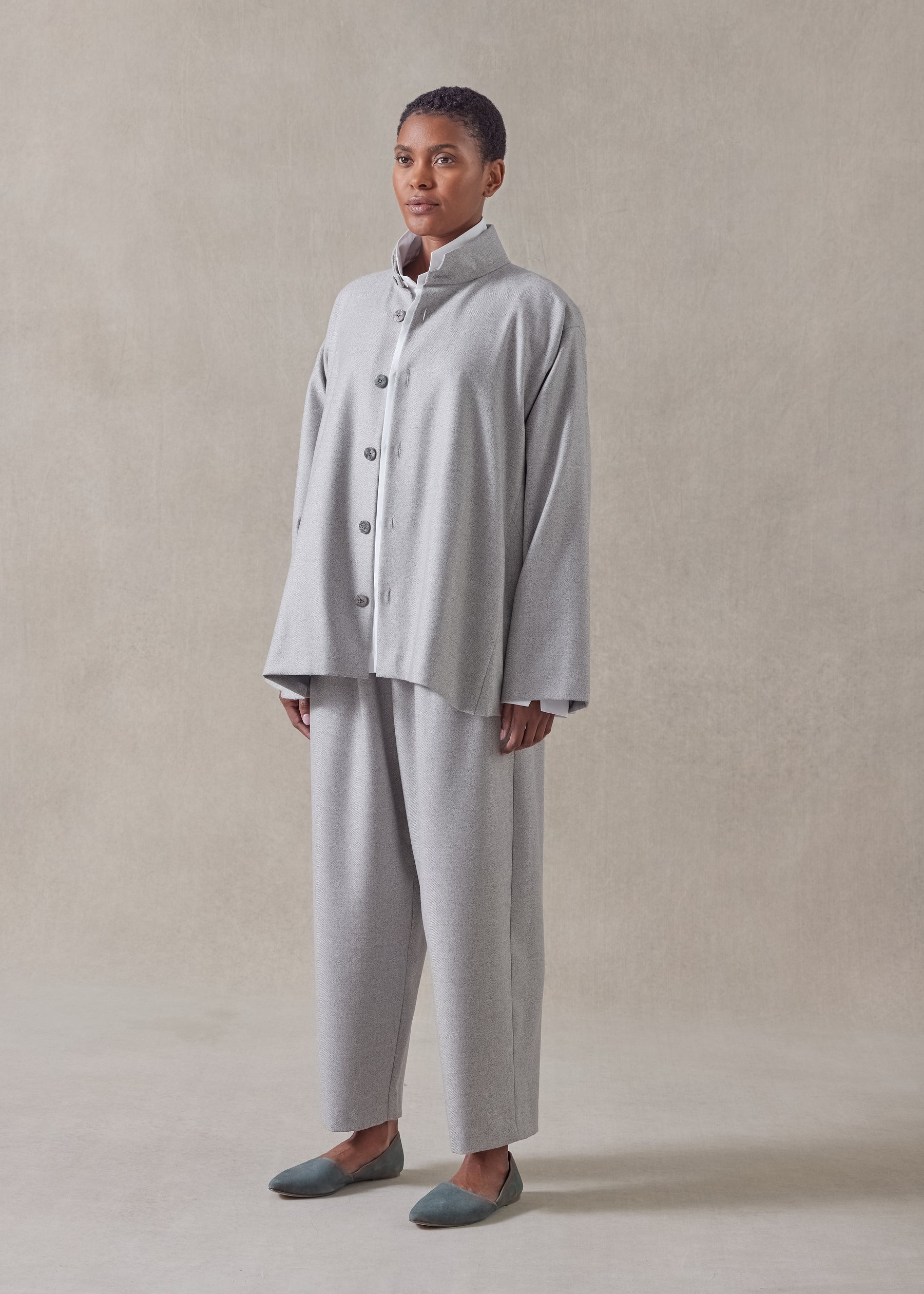 wool silk caucasus jacket with notch collar - mid plus