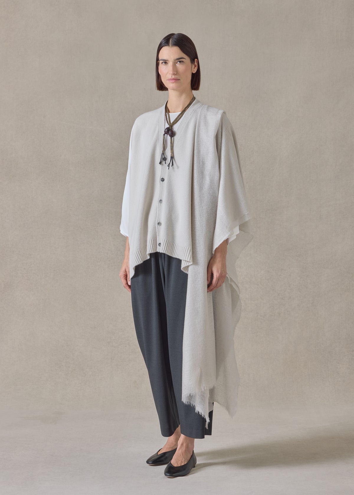 cashmere a-line sleeveless v neck cardigan - mid plus