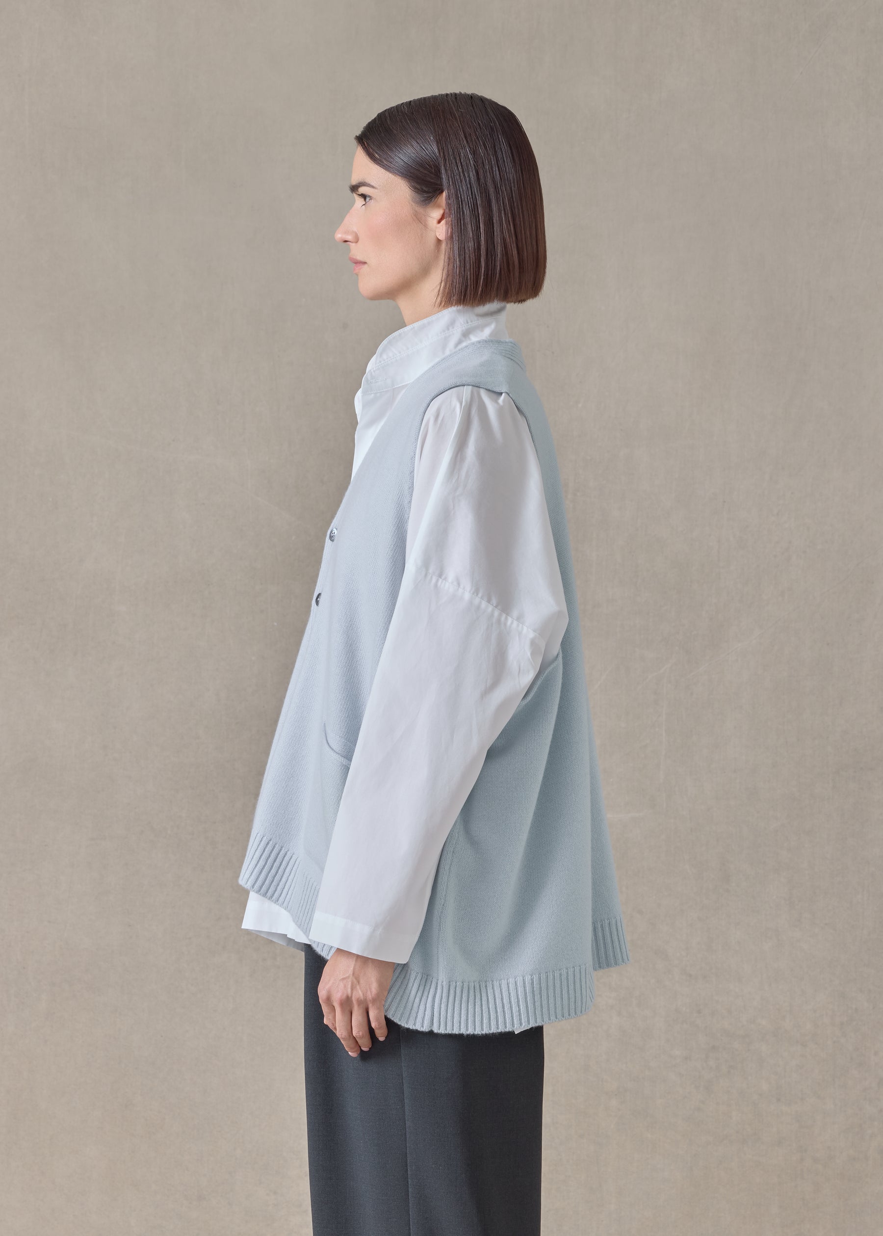 cashmere scoop armhole waistcoat - mid plus