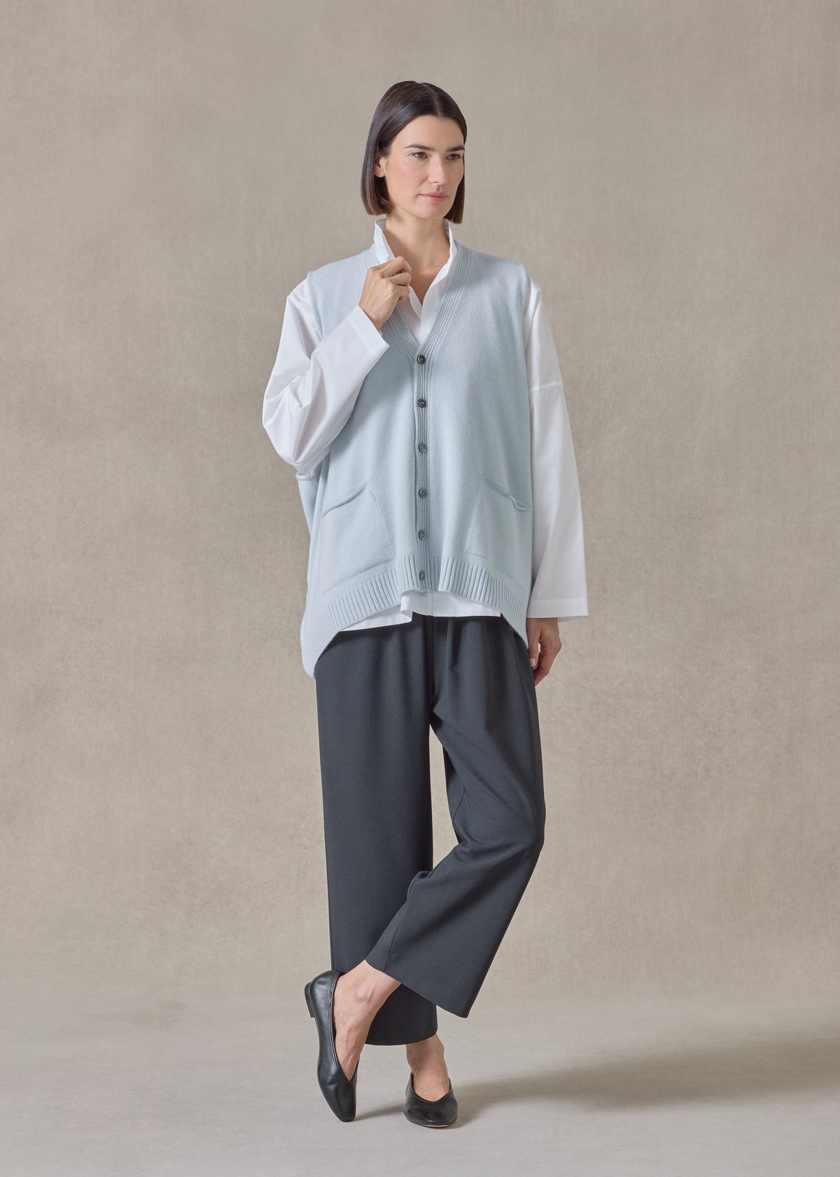 cashmere scoop armhole waistcoat - mid plus