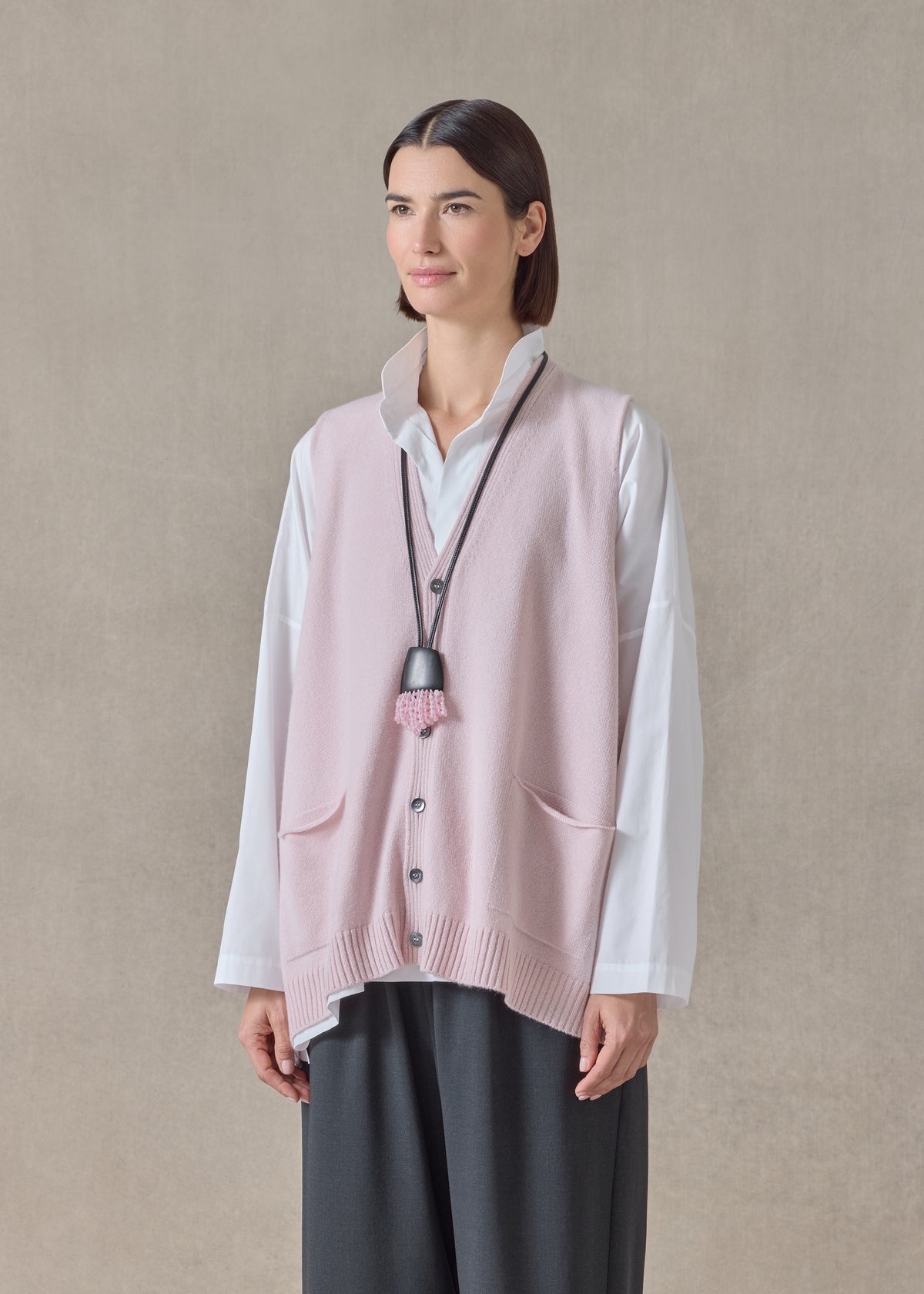 cashmere scoop armhole waistcoat - mid plus