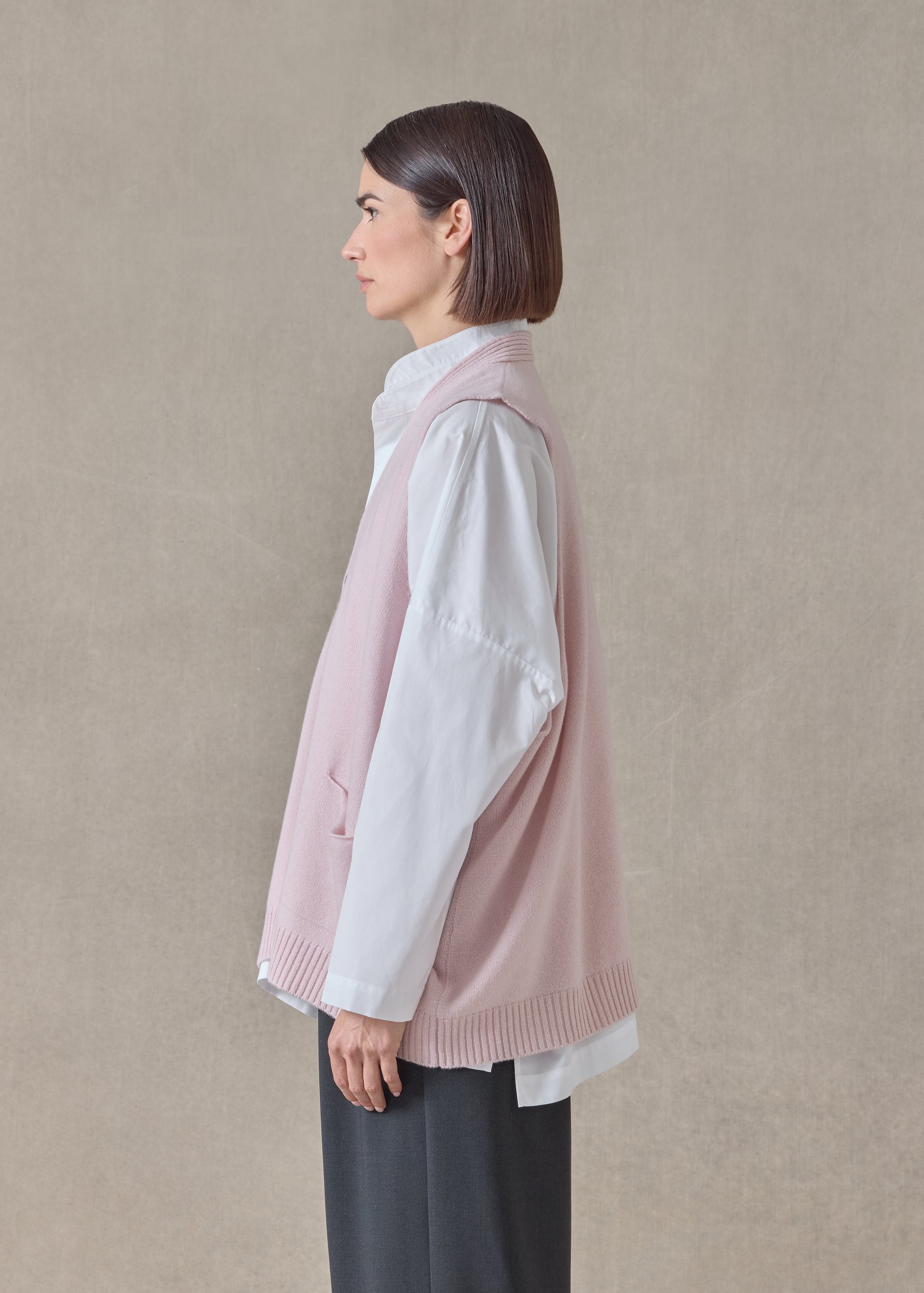 cashmere scoop armhole waistcoat - mid plus