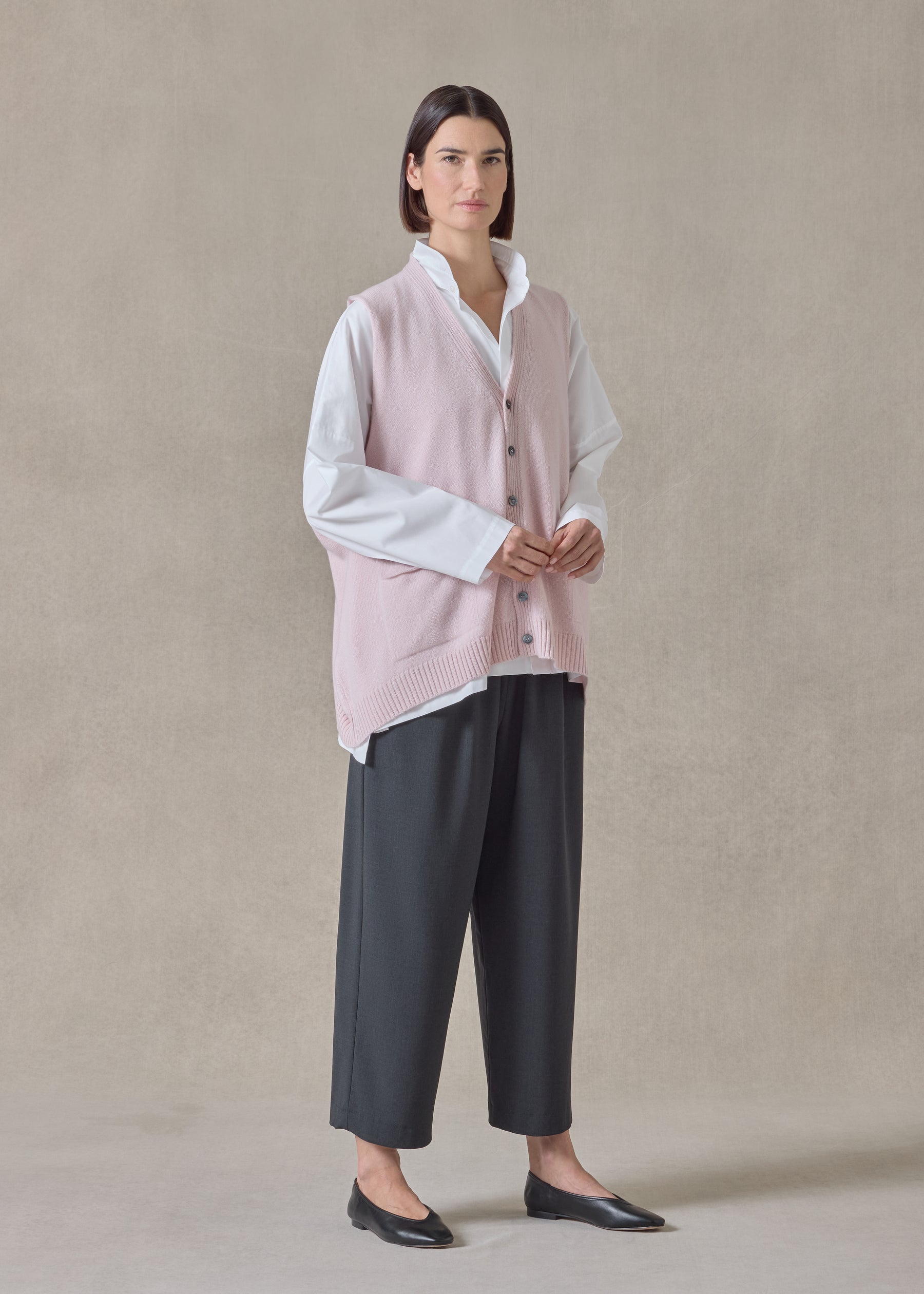 cashmere scoop armhole waistcoat - mid plus