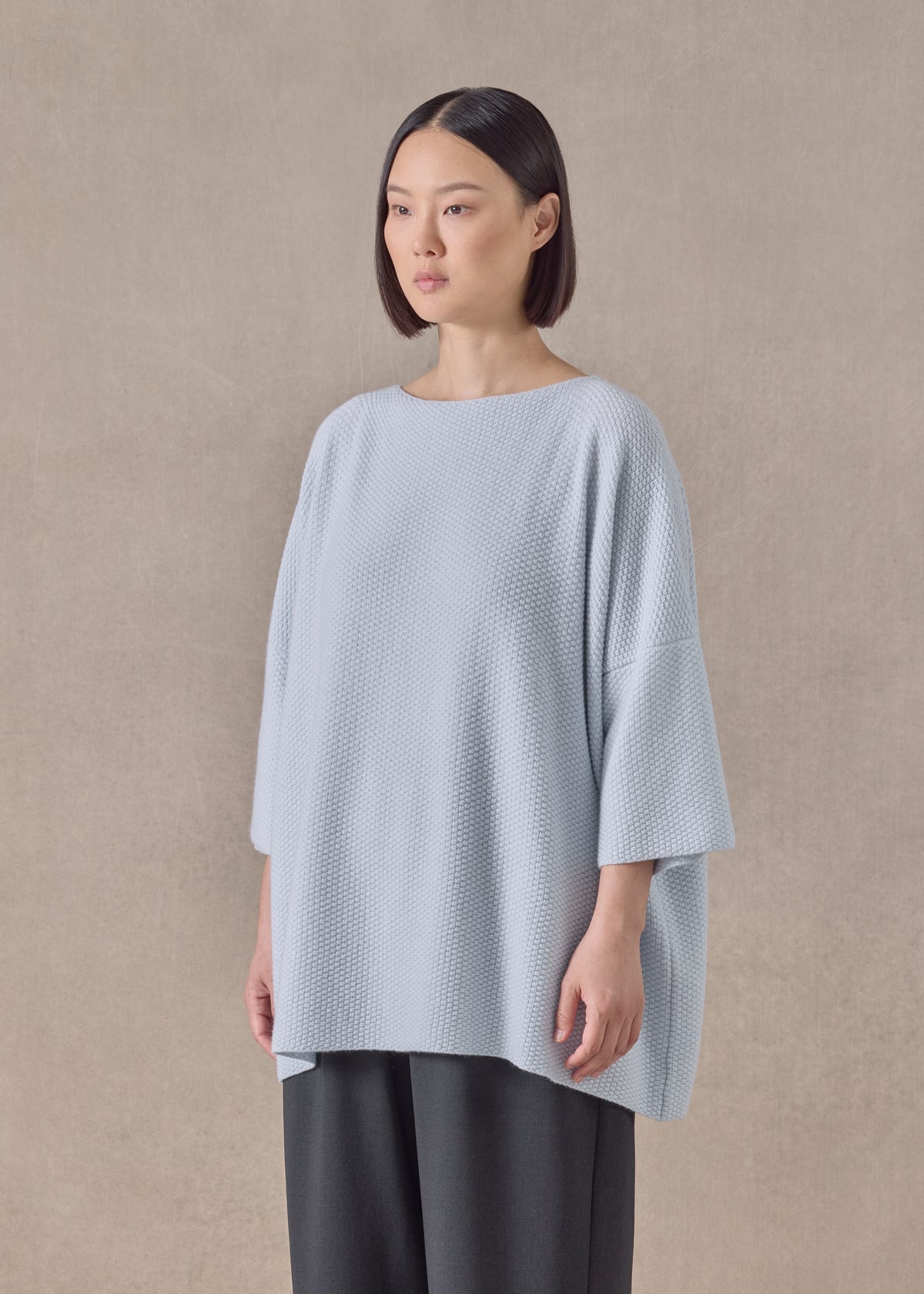 cashmere square 3/4 sleeve top - long