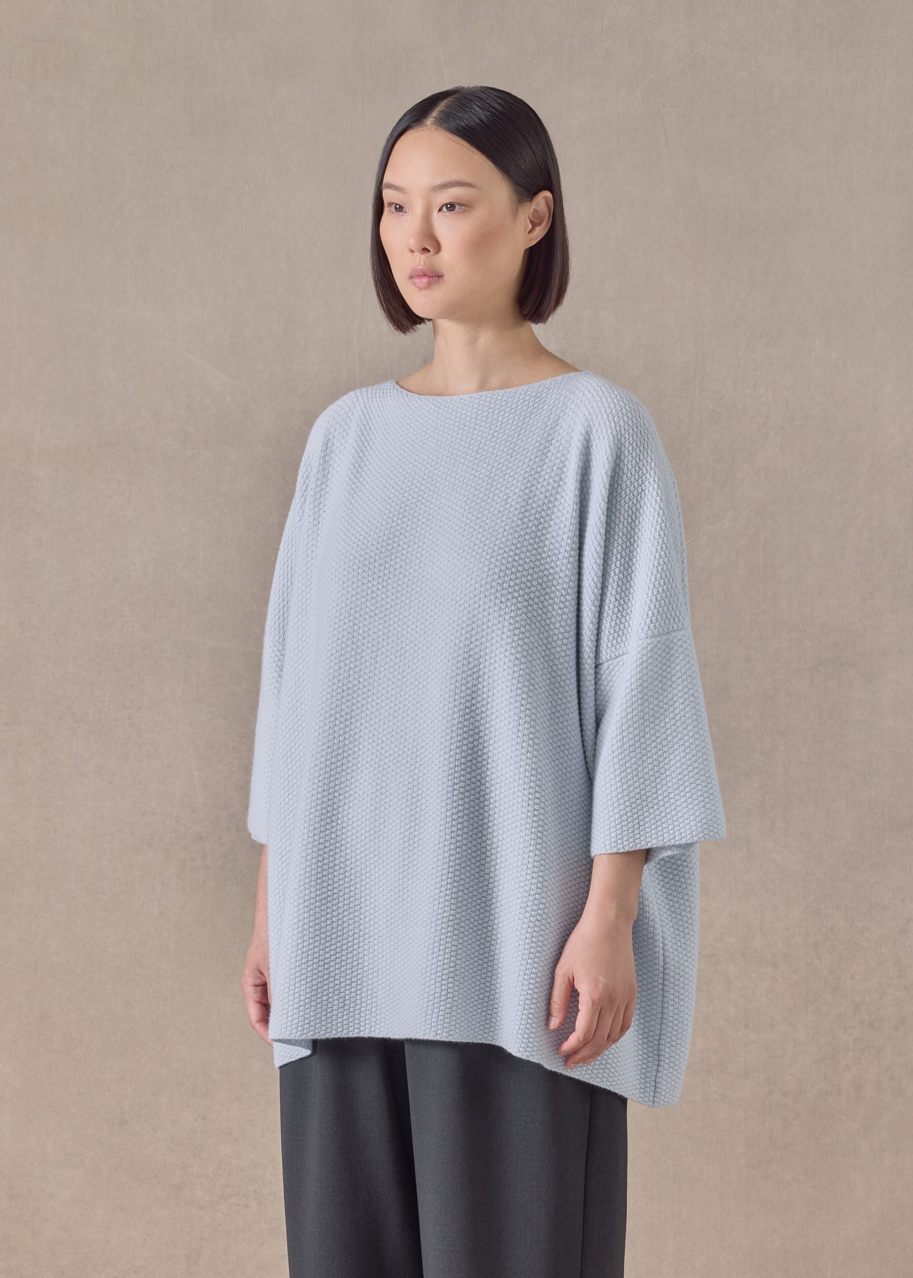 cashmere square 3/4 sleeve  top - long