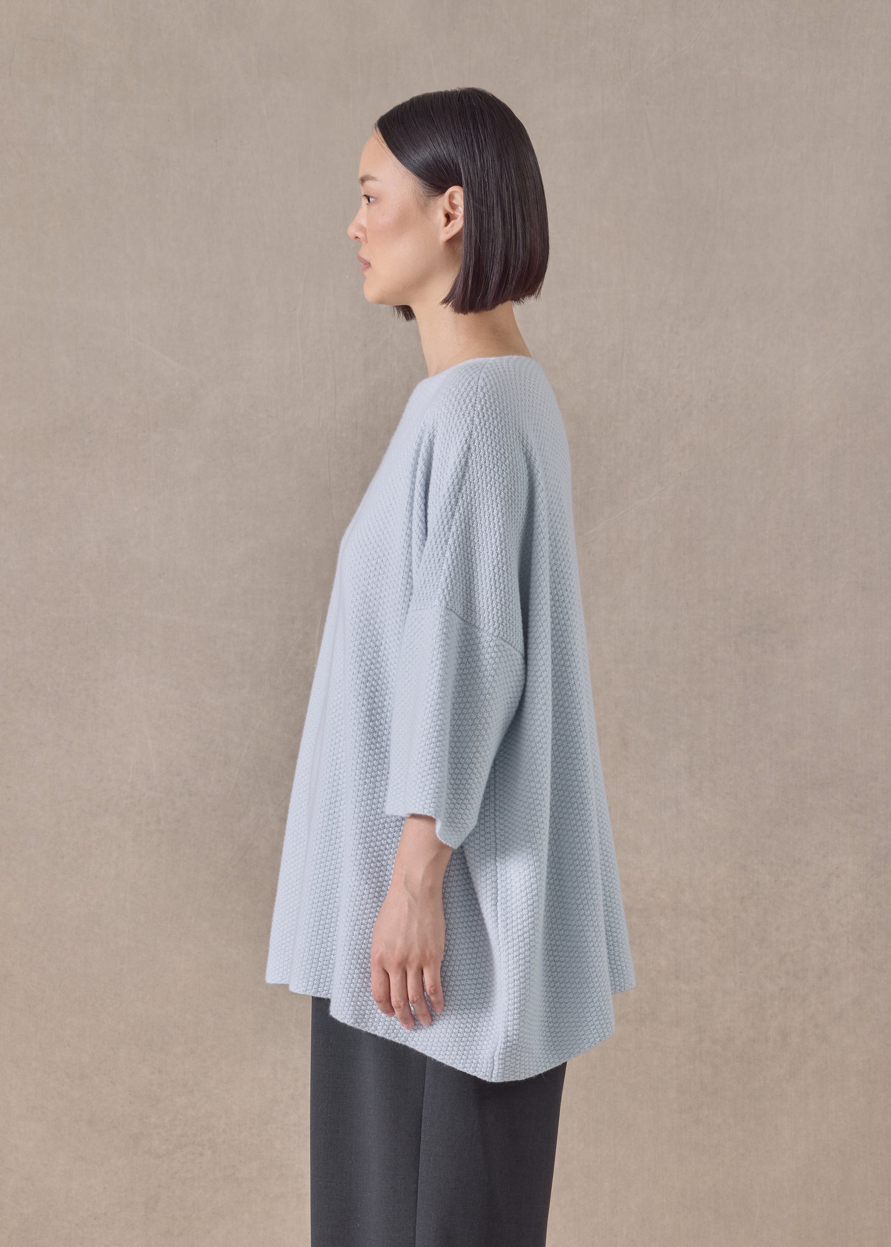 cashmere square 3/4 sleeve  top - long