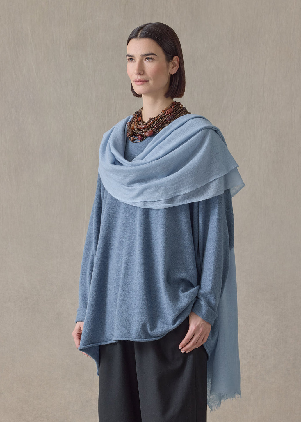 handwoven cashmere large scarf (woadblue)
