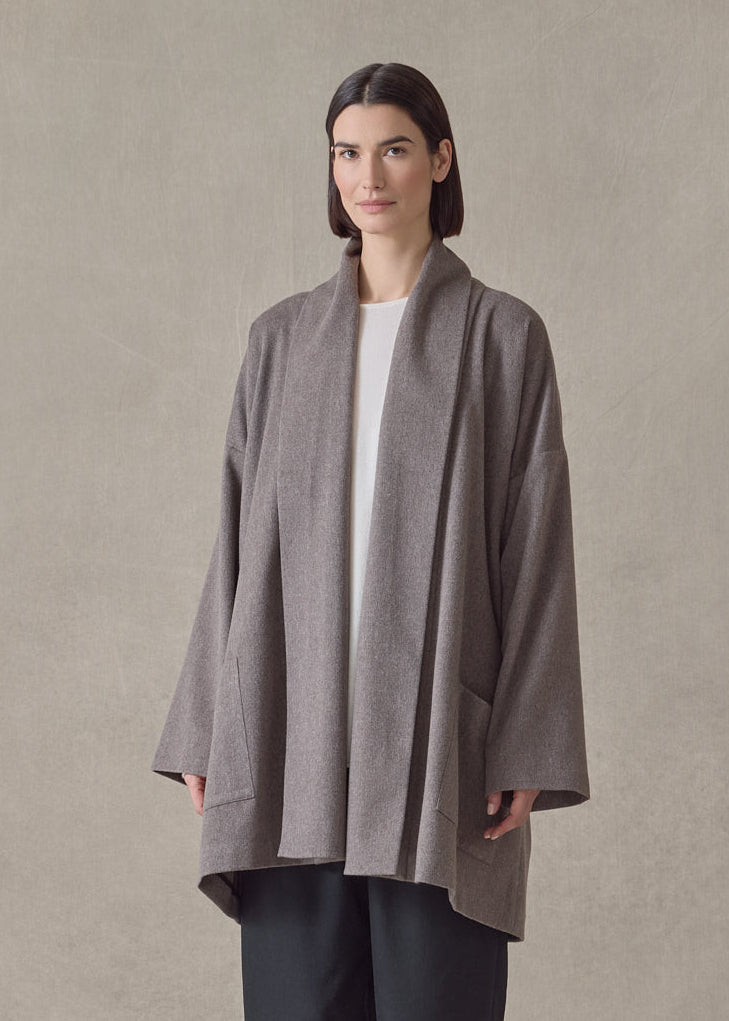 cashmere wide a-line shawl collar coat - long plus (darknatural)