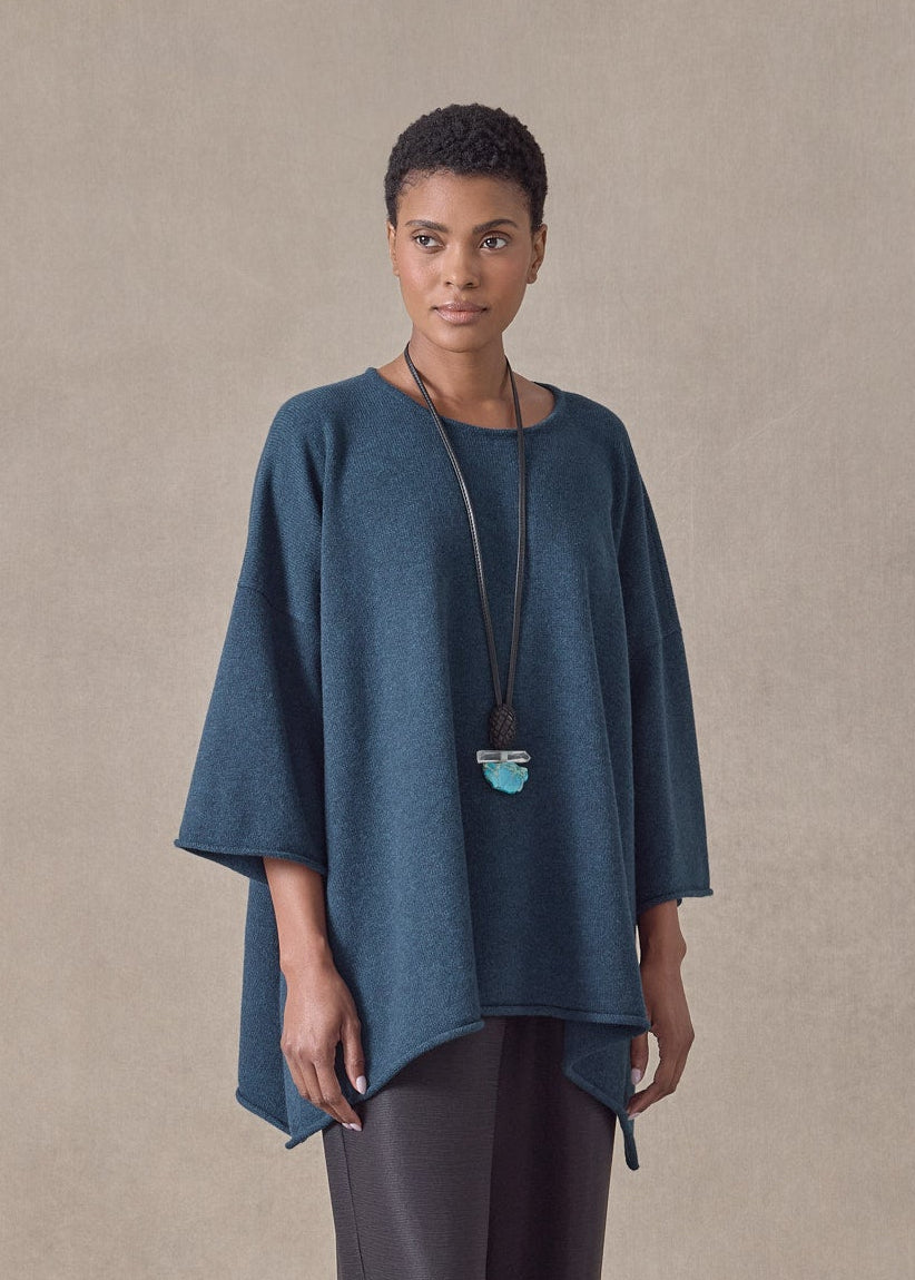 cashmere bateau neck dps 3/4 sleeve sweater - mid plus (fairisle)