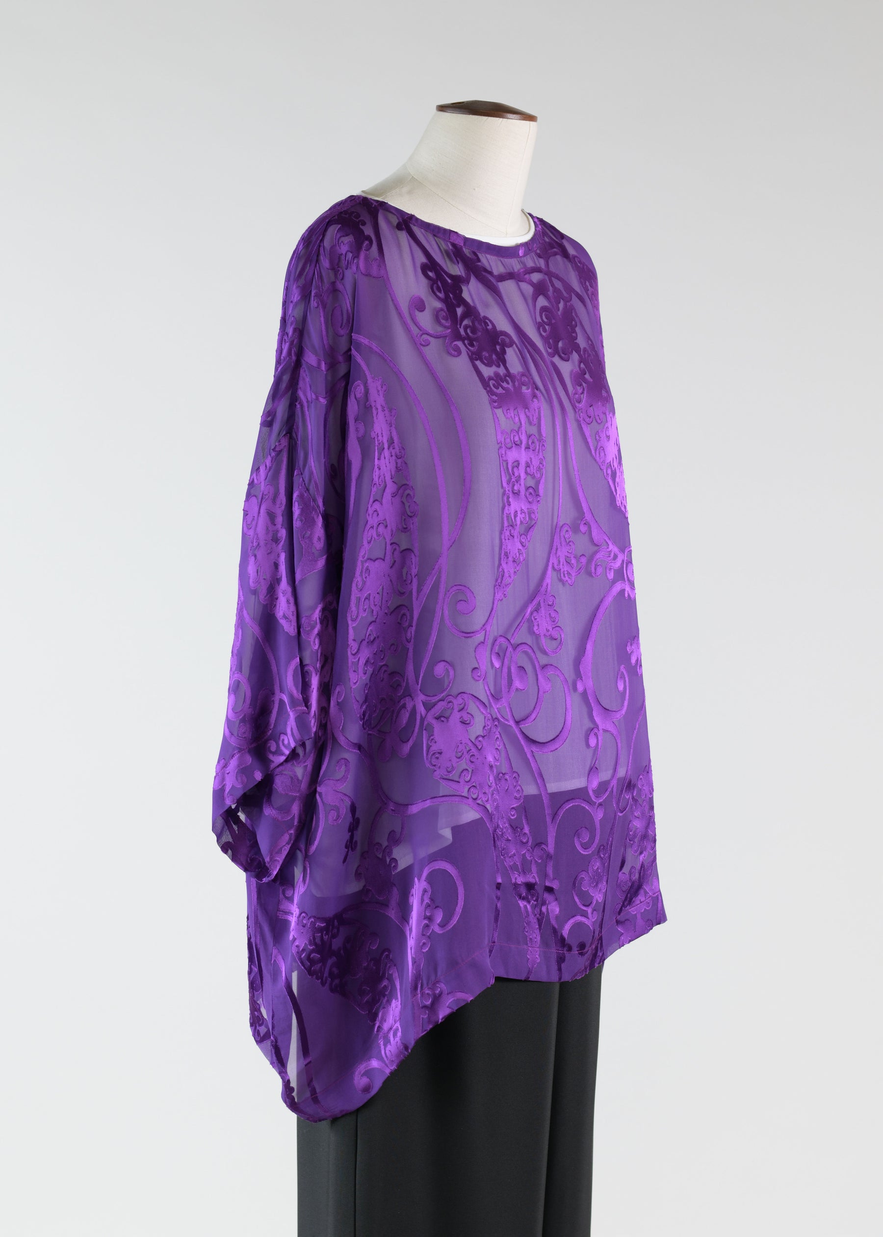 silk mix 3/4 sleeve bateau neck tunic - long