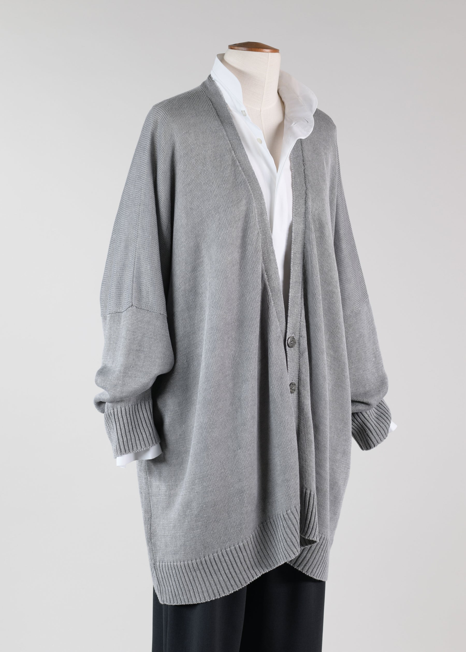 linen wide v neck cardigan with buttons - long