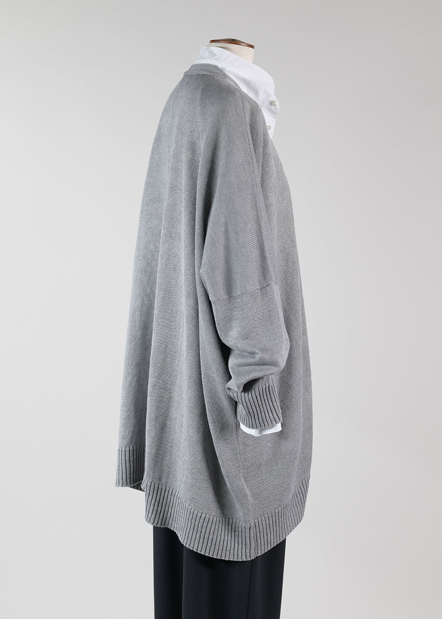 linen wide v neck cardigan with buttons - long