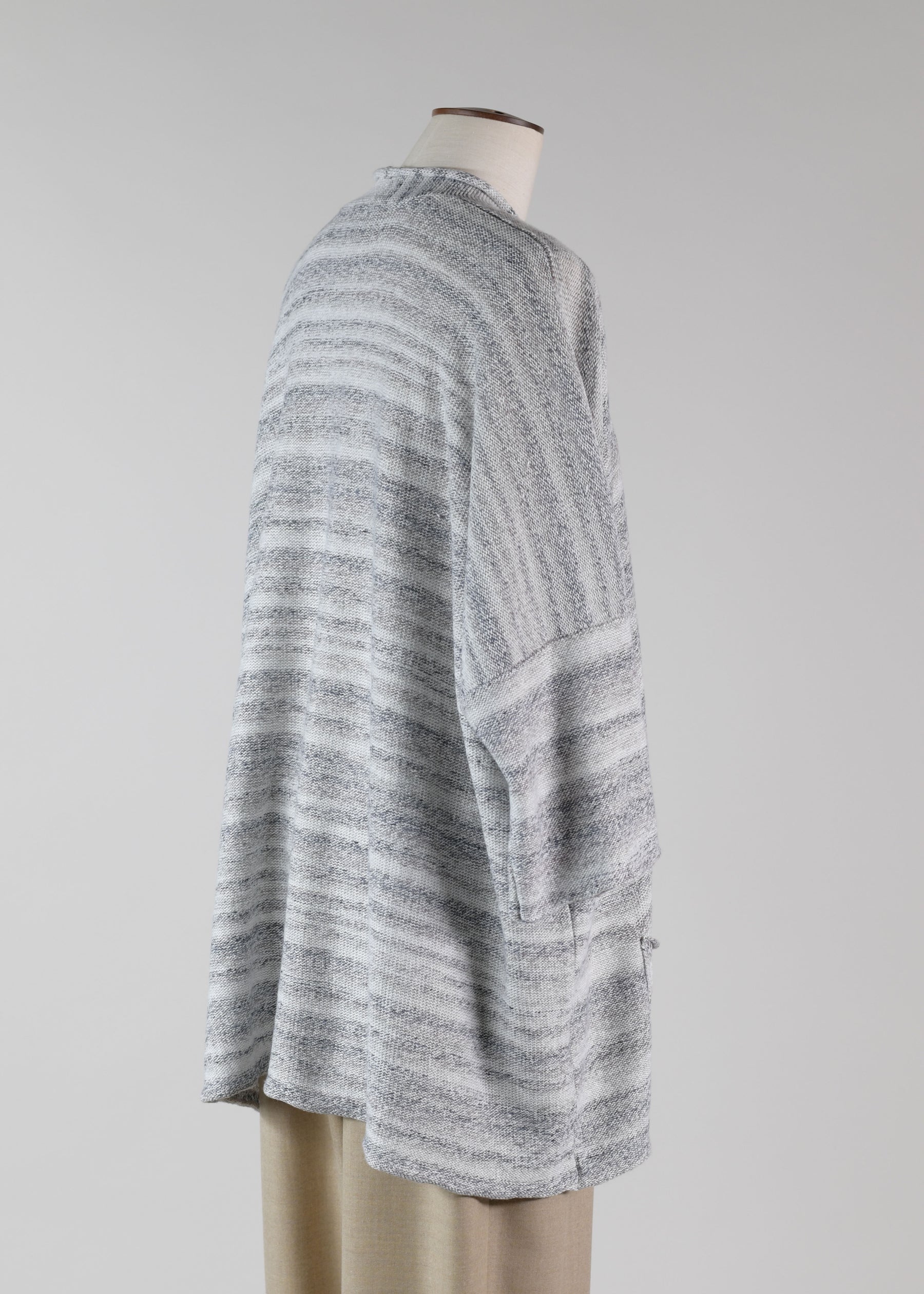 linen silk mix 3/4 sleeve rolling front cardigan - long