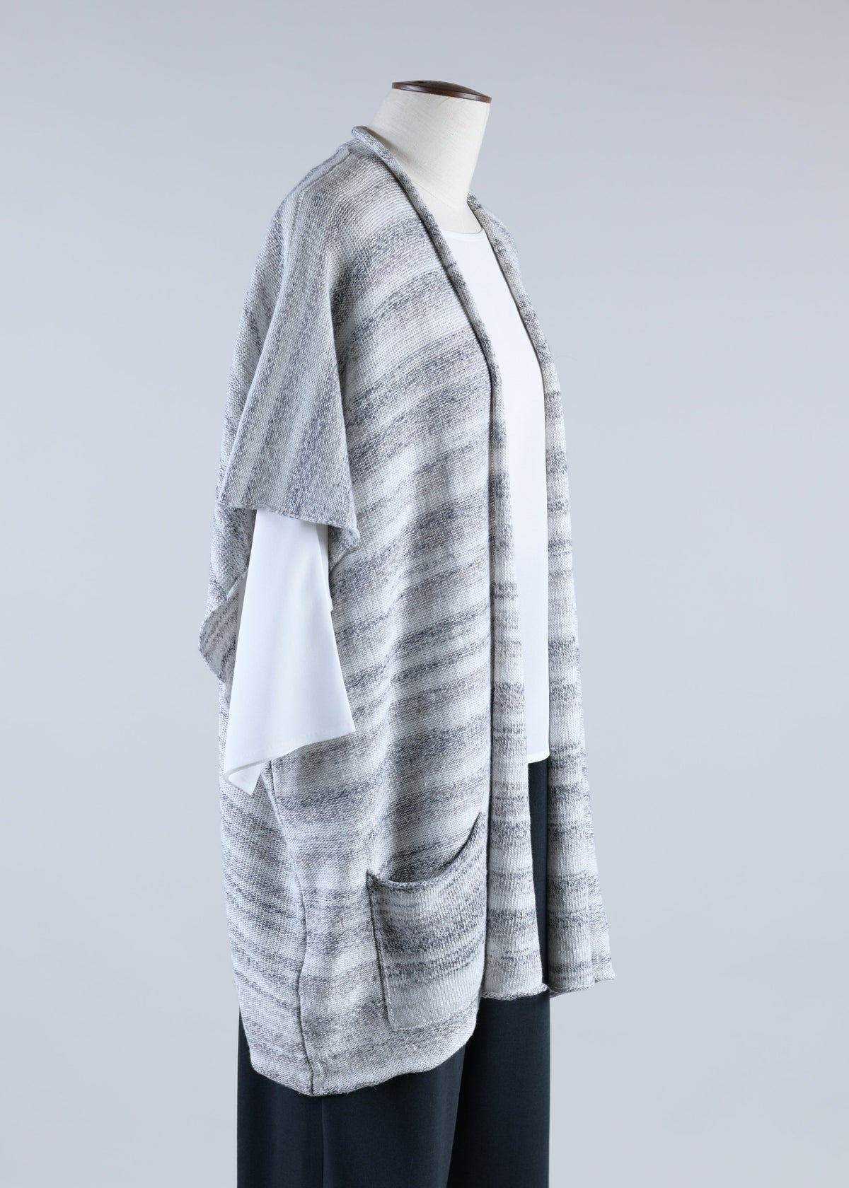 linen silk rolling front tabard - long plus (greymix)