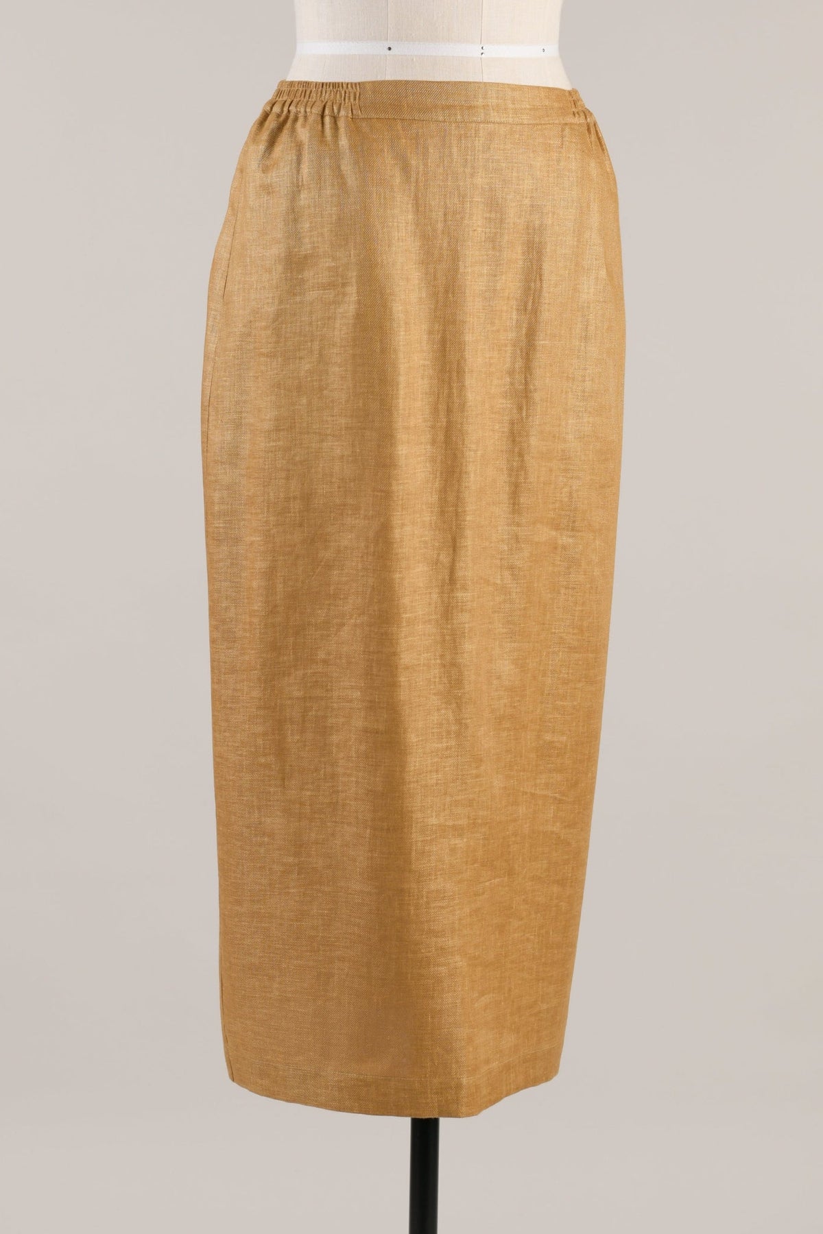 linen straight skirt 3/4 length (gold)