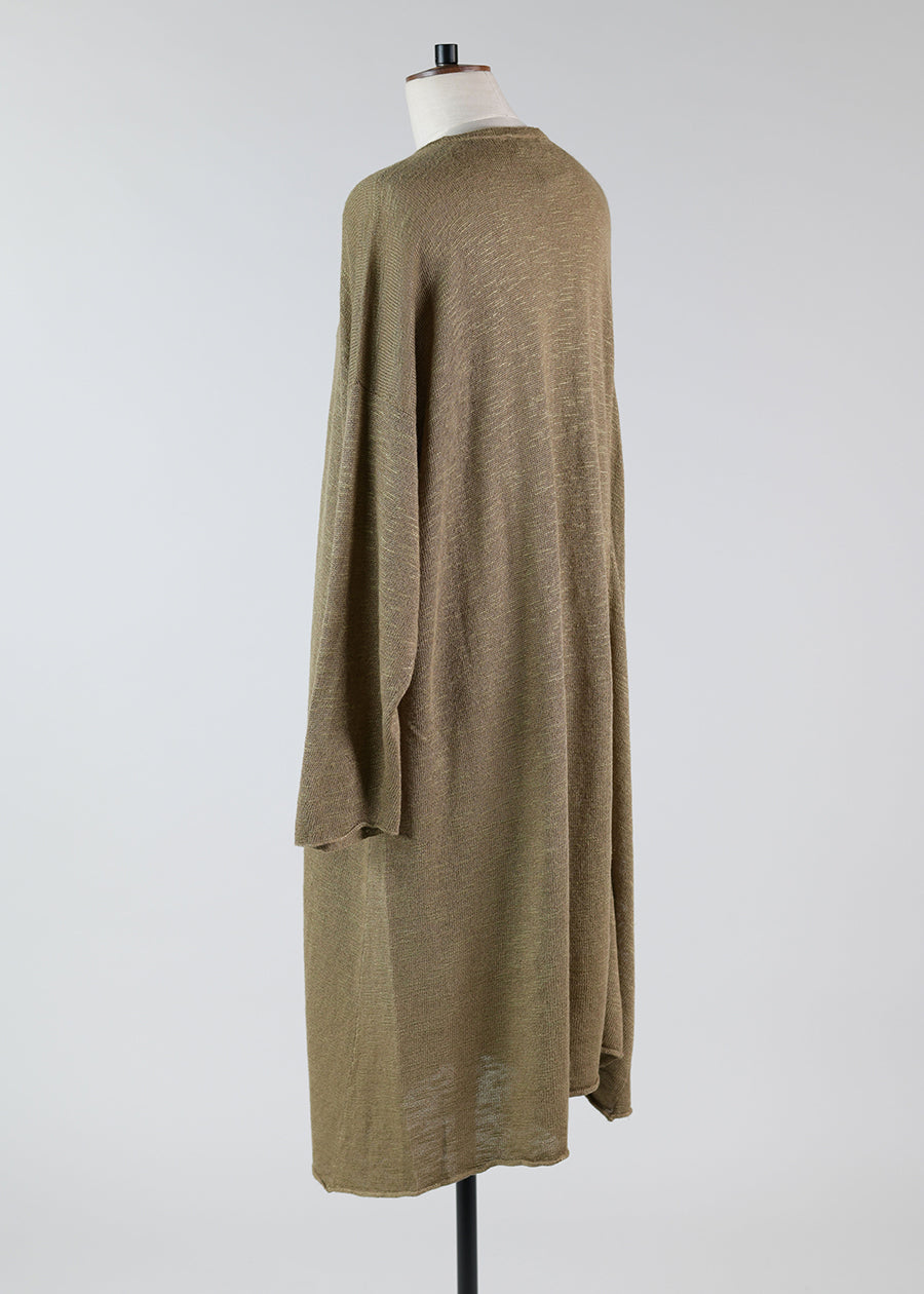 linen a-line bateau neck dress - 3/4 length