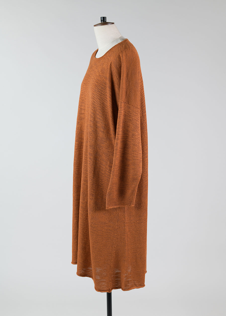 linen a-line bateau neck dress - 3/4 length