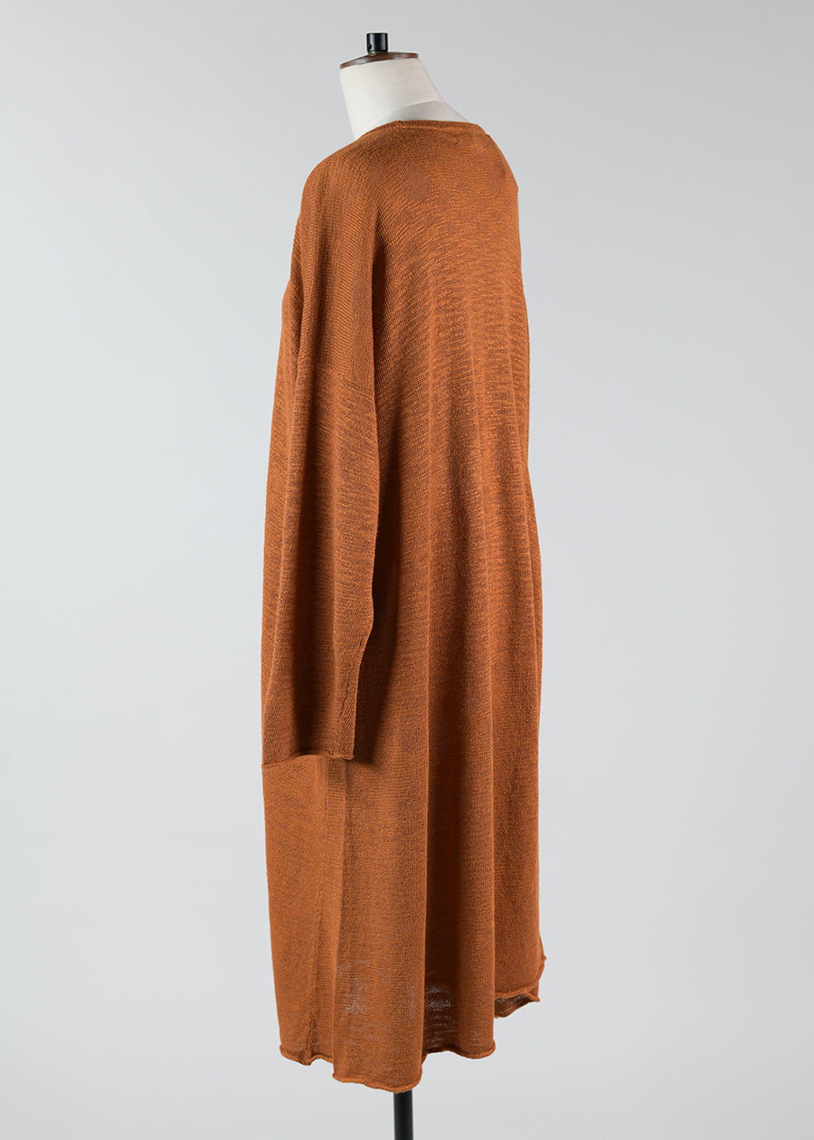 linen a-line bateau neck dress - 3/4 length