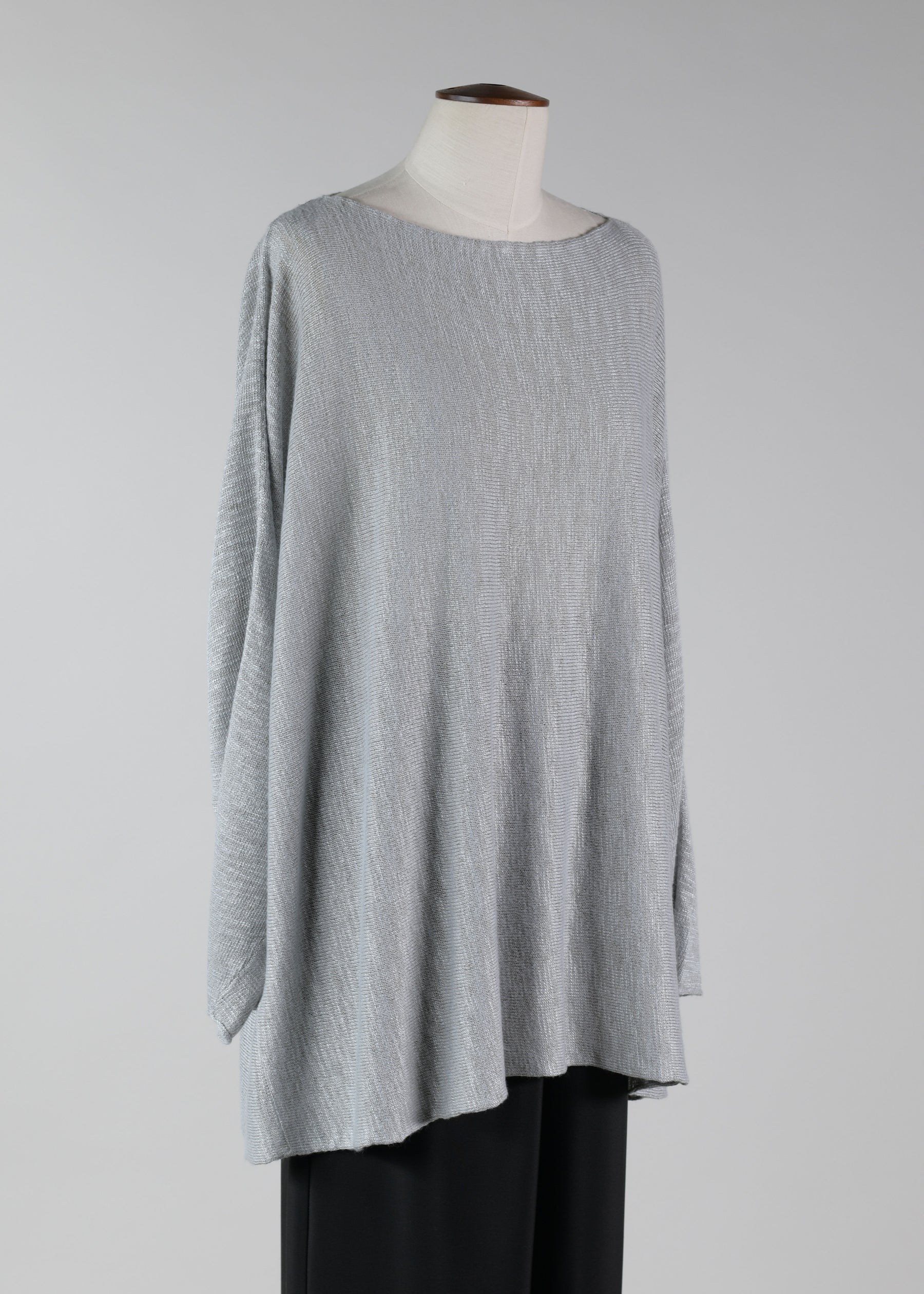 linen slim sleeve sideways knitted square top - long