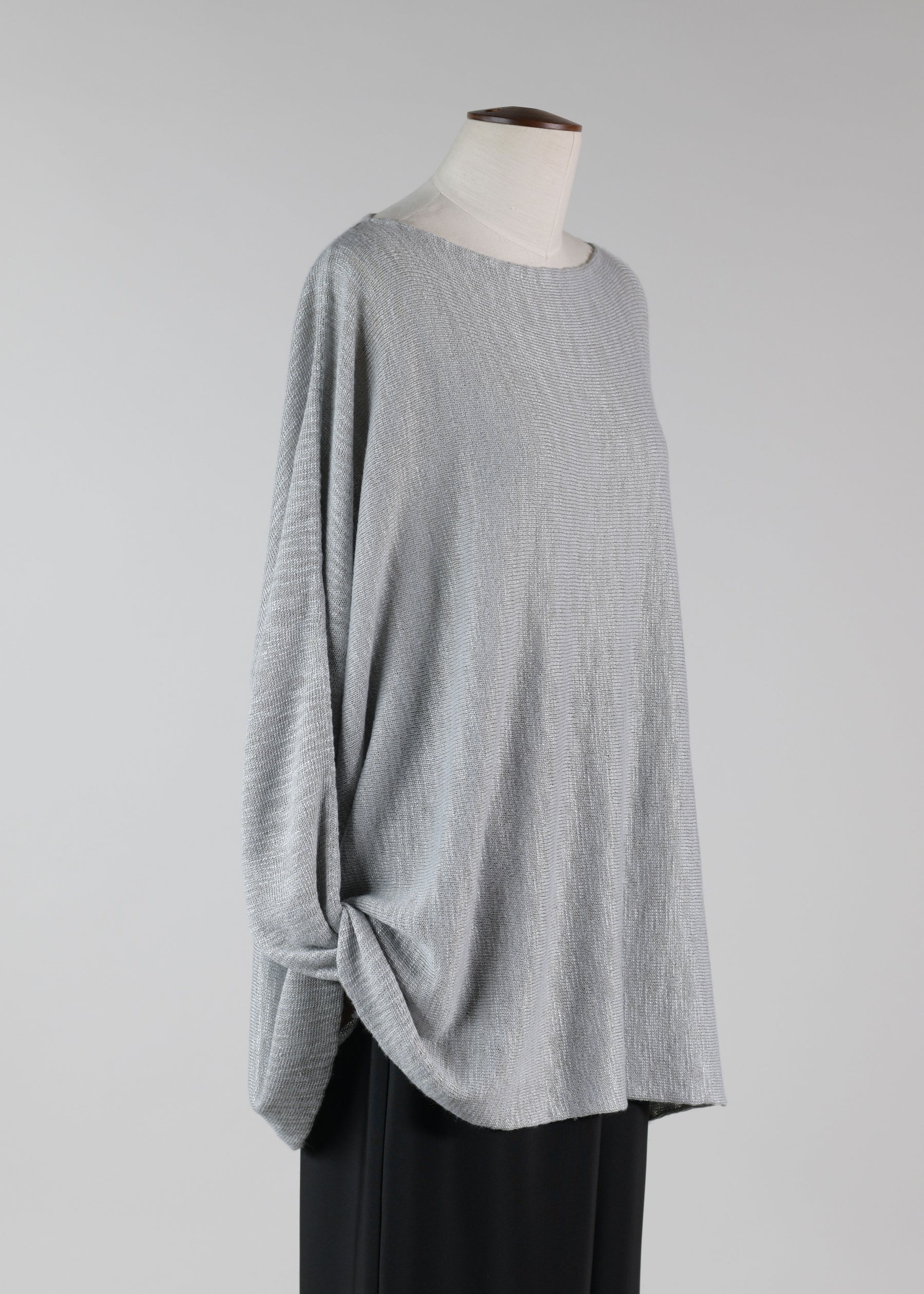 linen slim sleeve sideways knitted square top - long