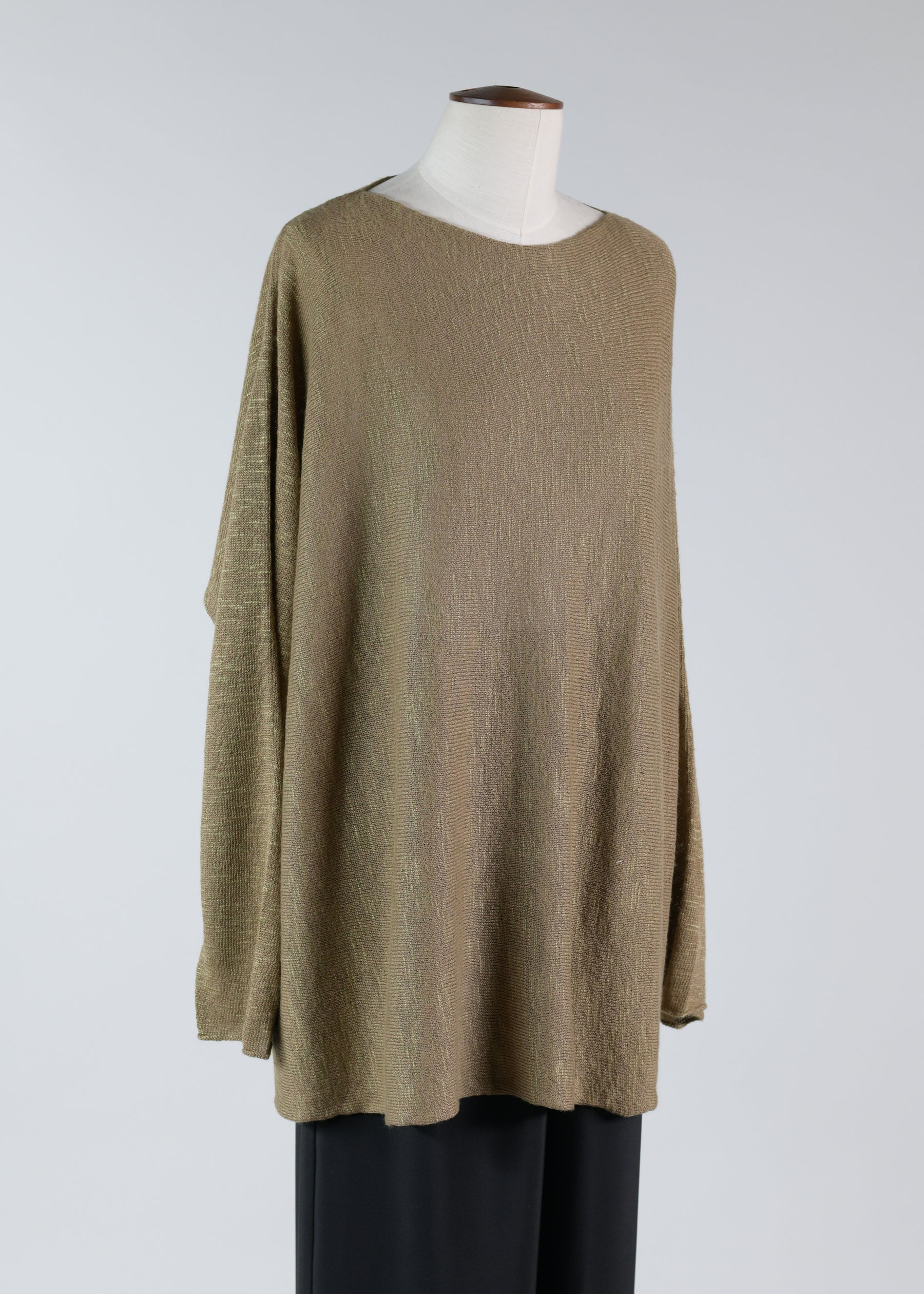linen slim sleeve sideways knitted square top - long