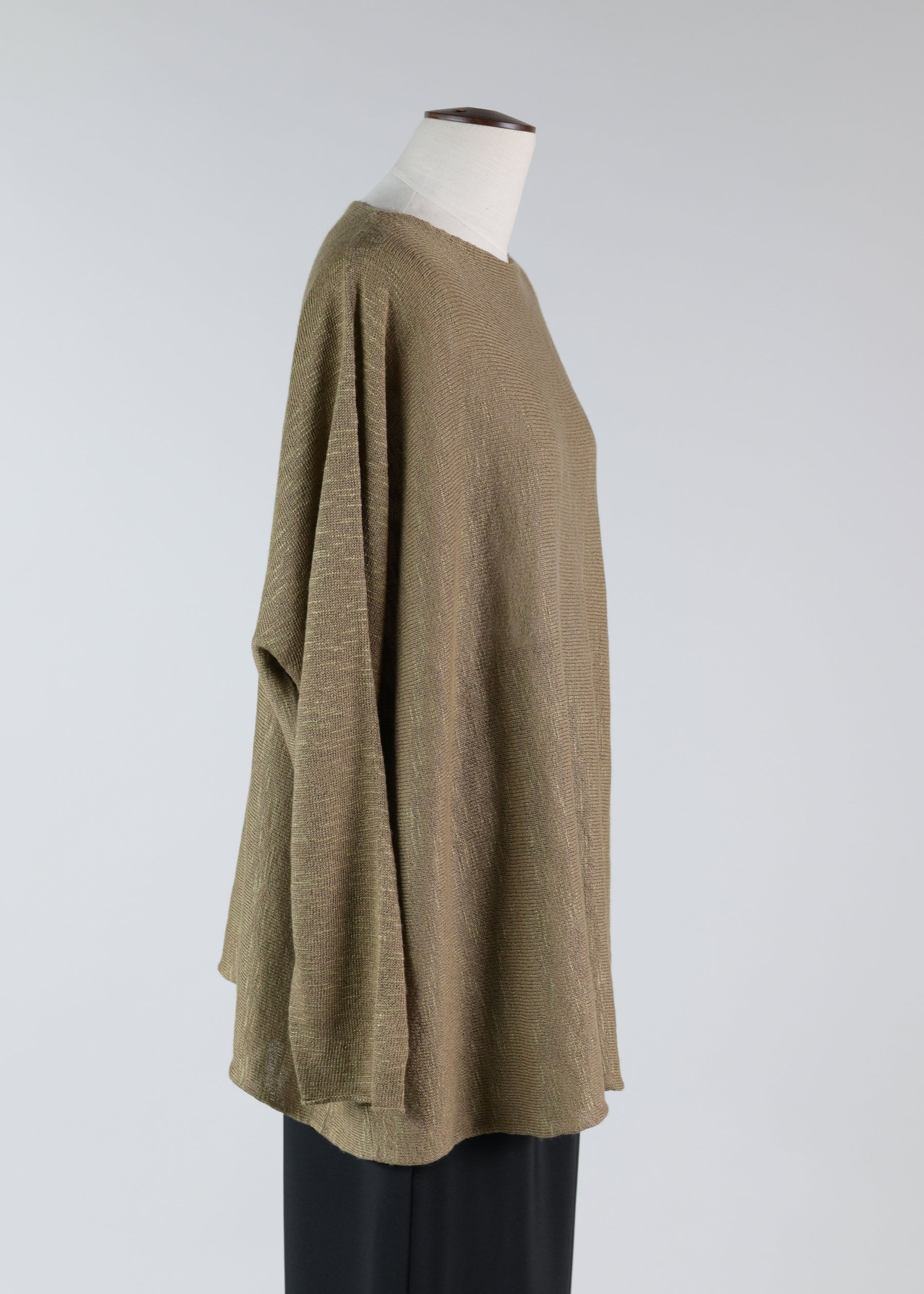 linen slim sleeve sideways knitted square top - long