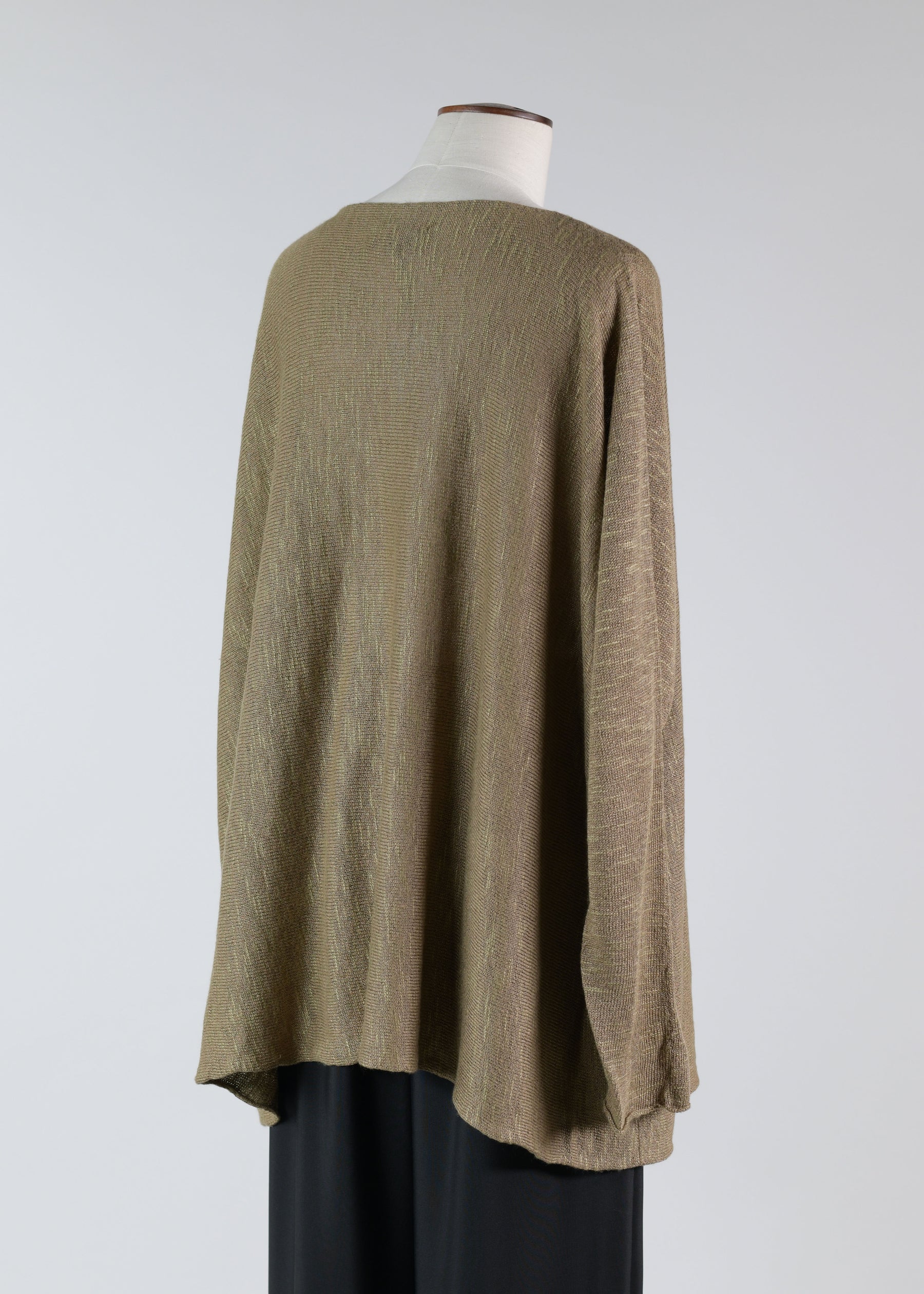 linen slim sleeve sideways knitted square top - long