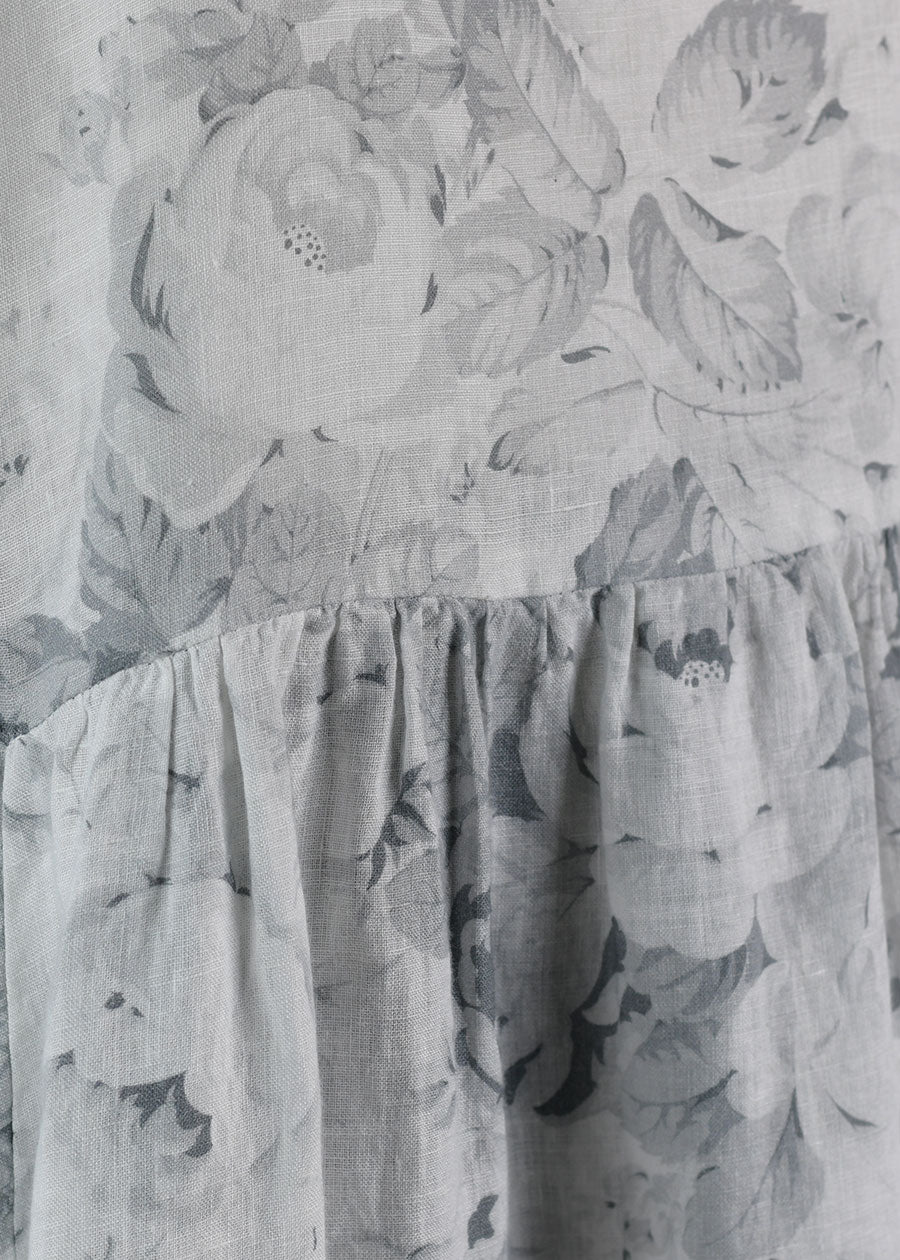 linen a-line round neck tunic with pleated panels - long plus