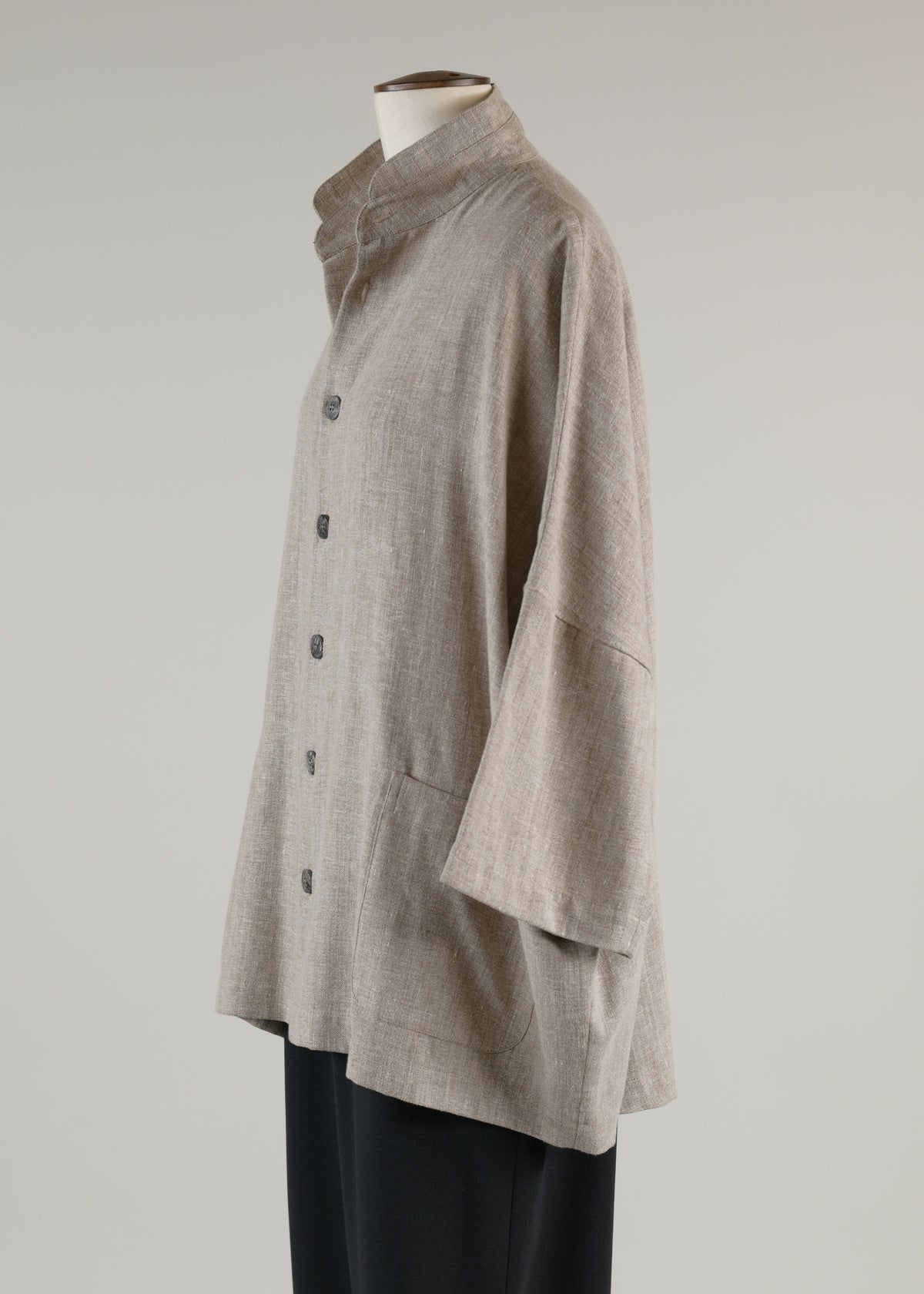 sloped shldr jckt w/dbl stnd col - long (3/4slv)