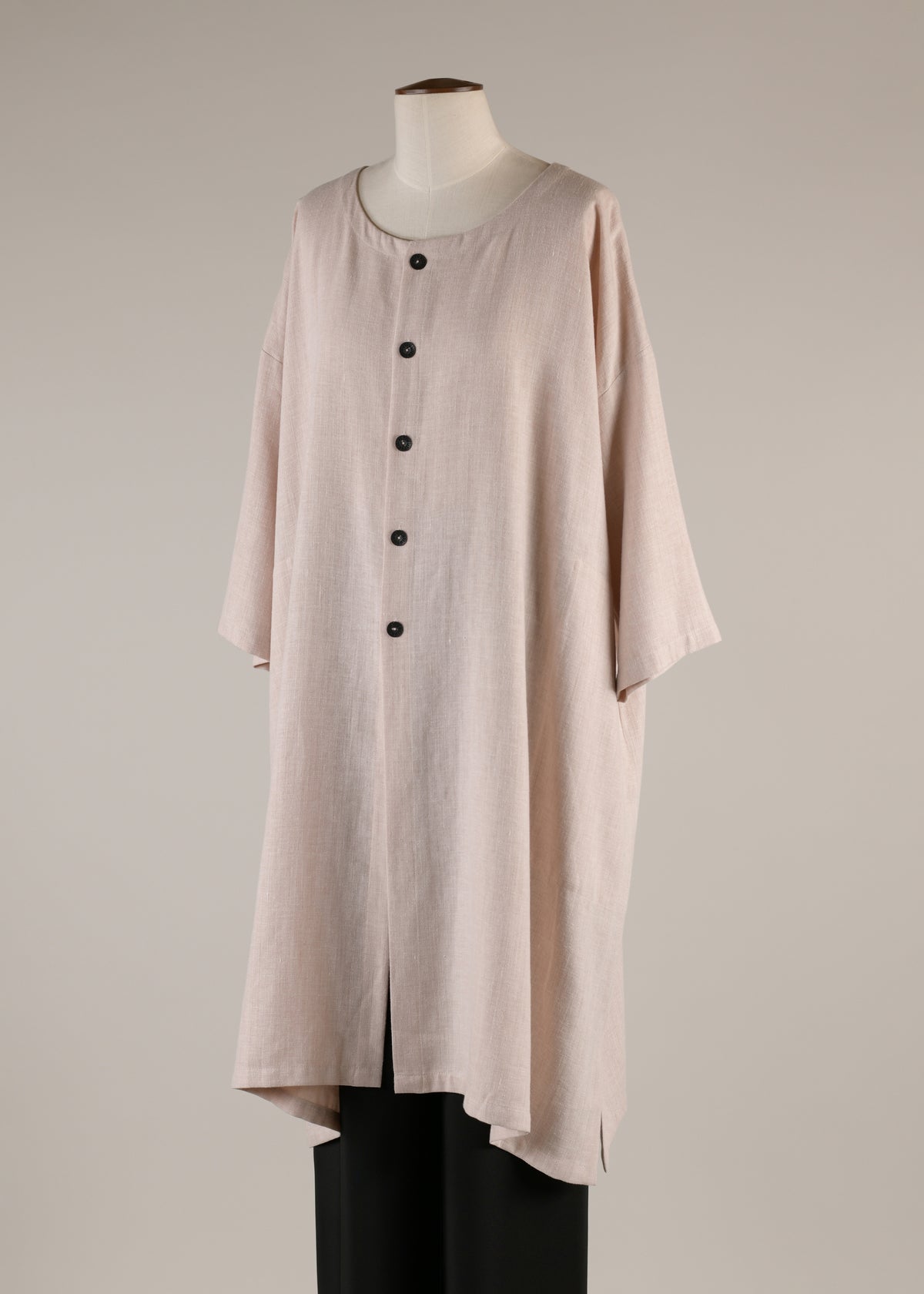 3/4 sleeve wide a-line round neck coat - very long