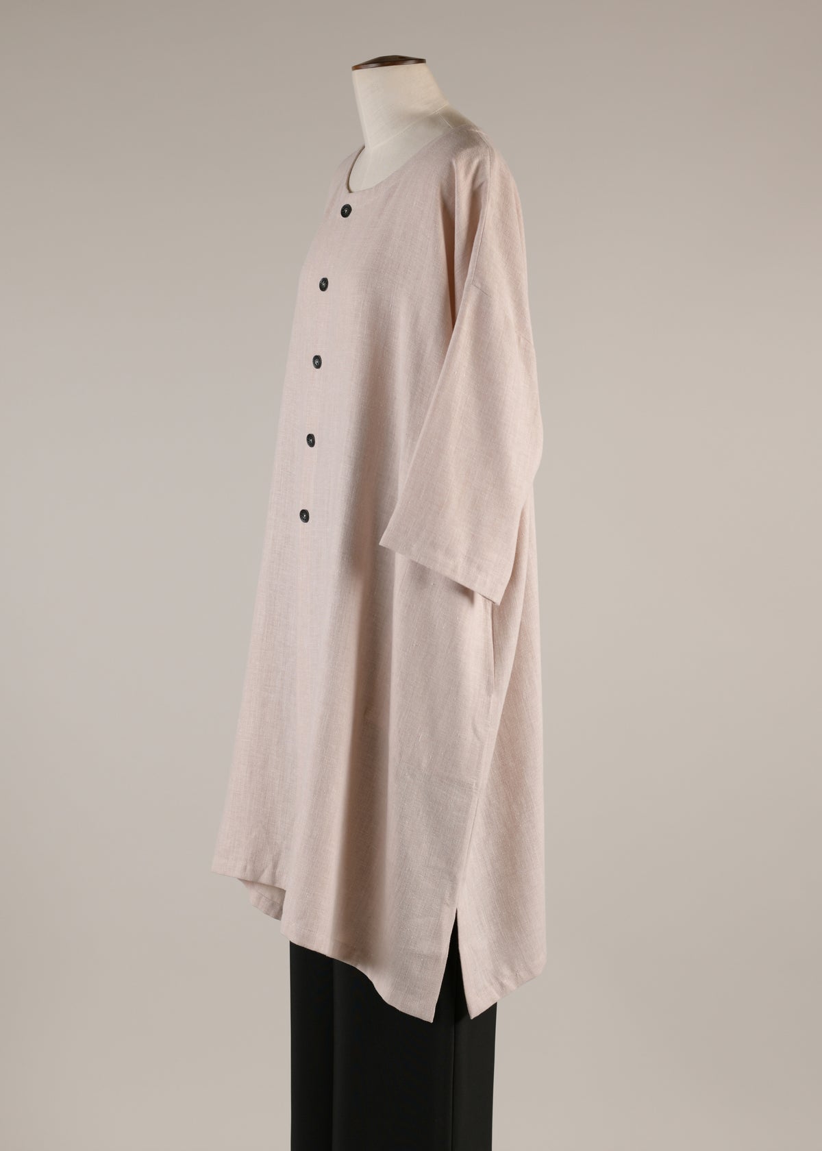 3/4 sleeve wide a-line round neck coat - very long