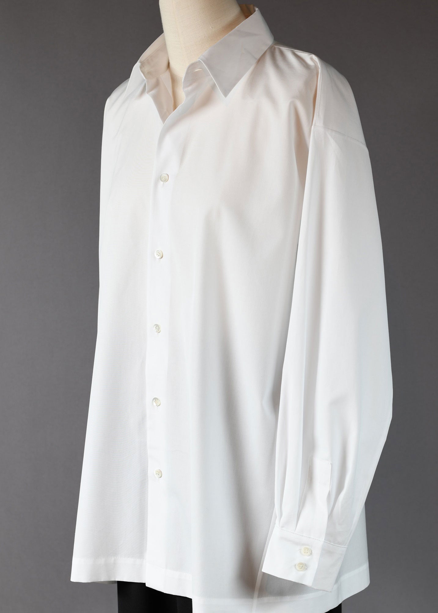 cotton slim a-line angle-to-frnt side seam shirt w/col-lg